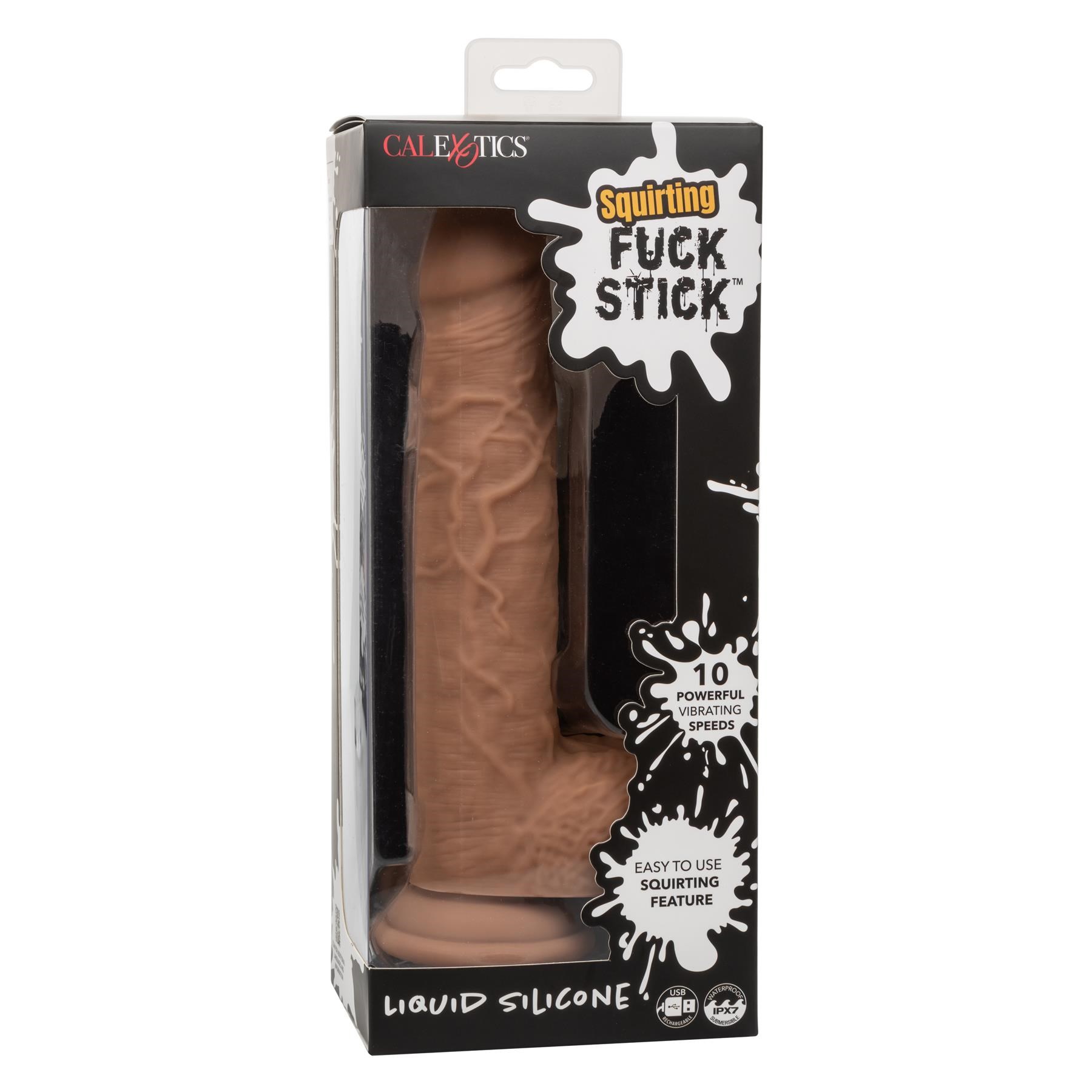 F*ck Stick Squirting and Vibrating Dildo- Packaging- Brown