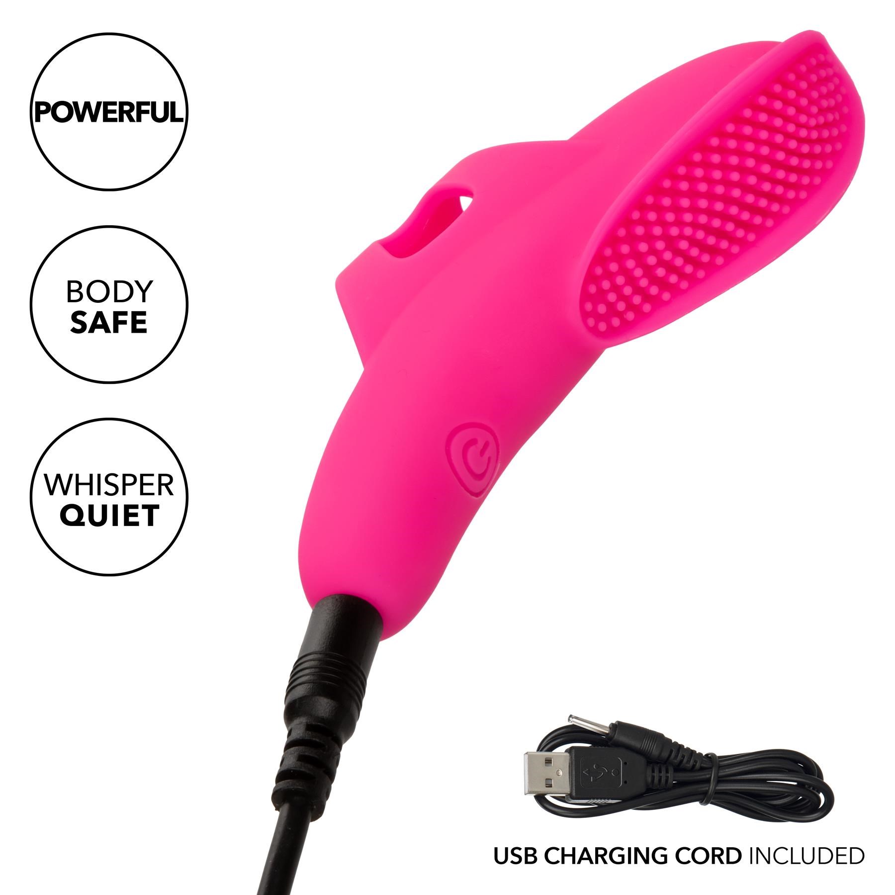 Neon Vibes The Nubby Finger Vibrator- Showing Where Charging Cable is Placed
