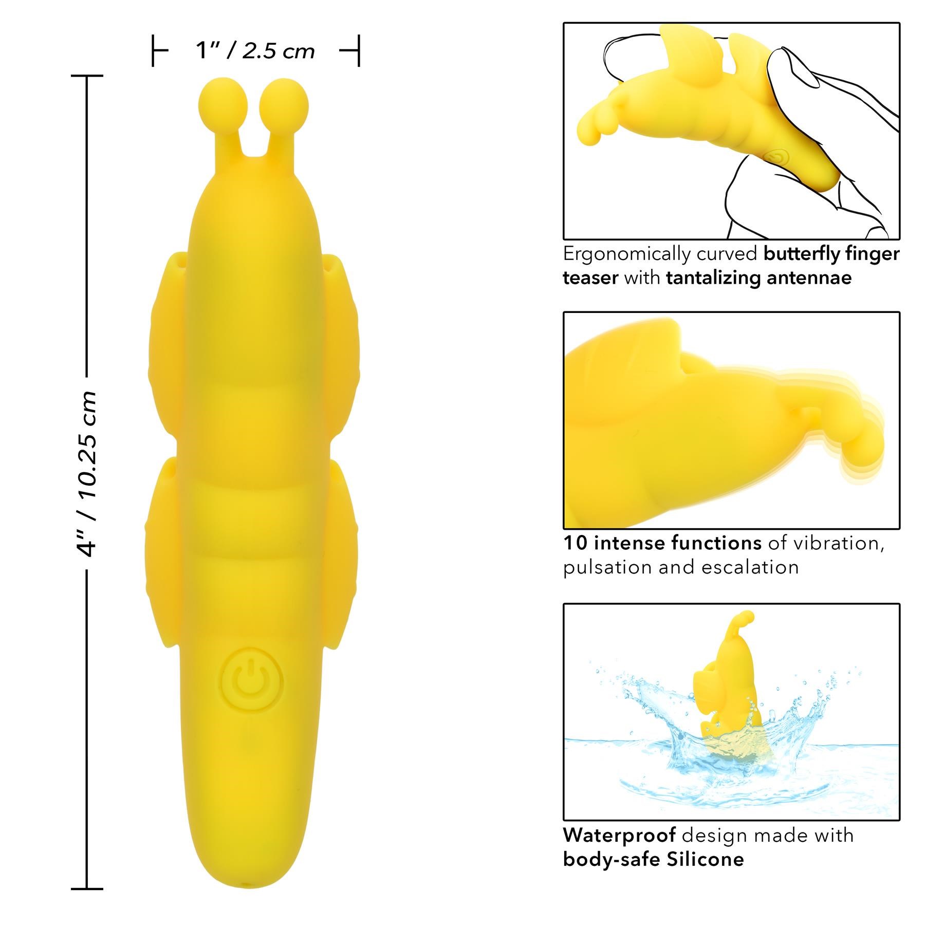 Neon Vibes The Butterfly Finger Vibrator- Dimensions and Instructions