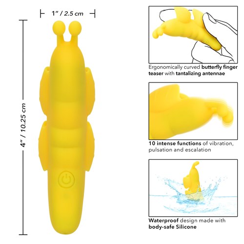 Neon Vibes The Butterfly Finger Vibrator- Dimensions and Instructions