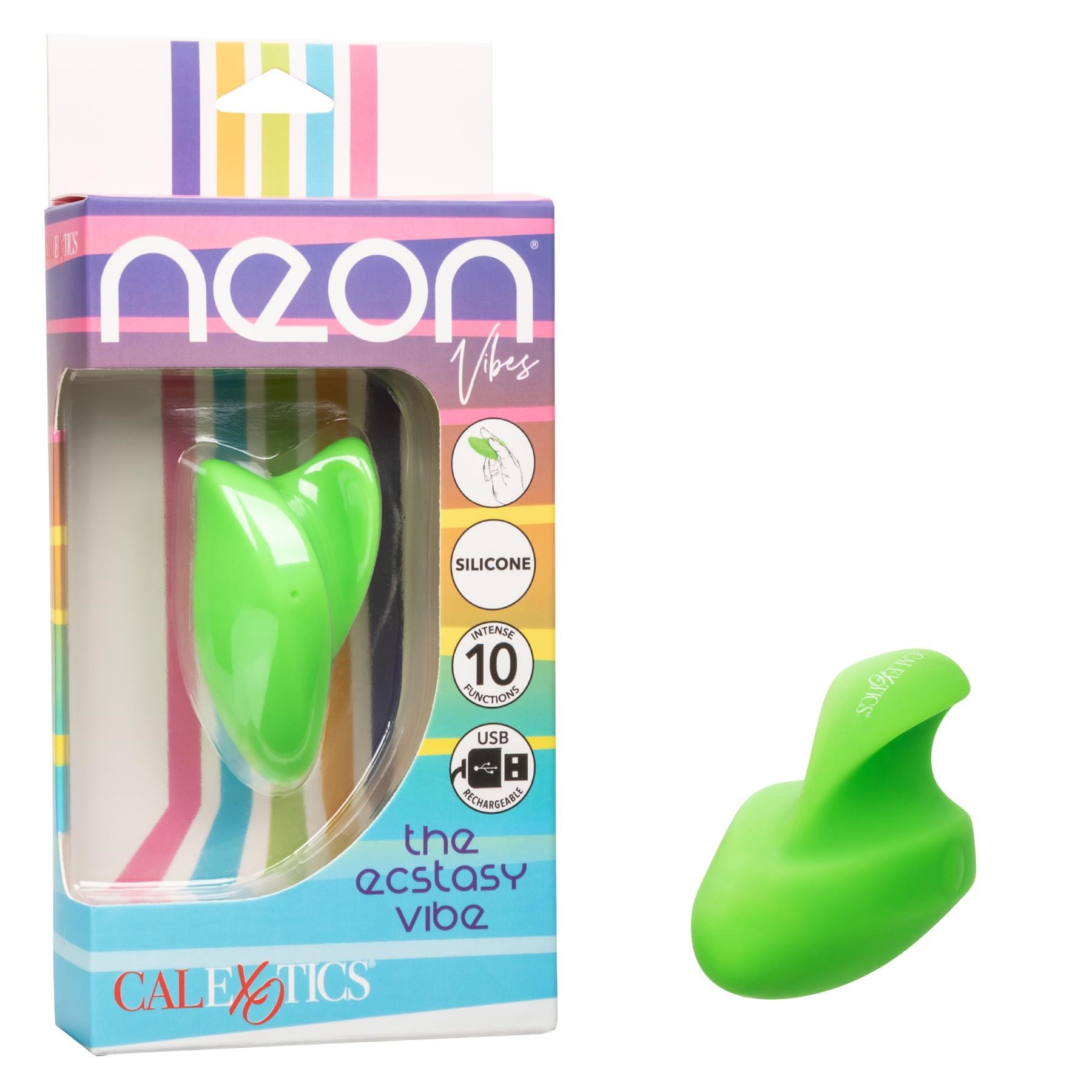 Neon Vibes The Ecstasy Finger Vibrator- Product and Packaging