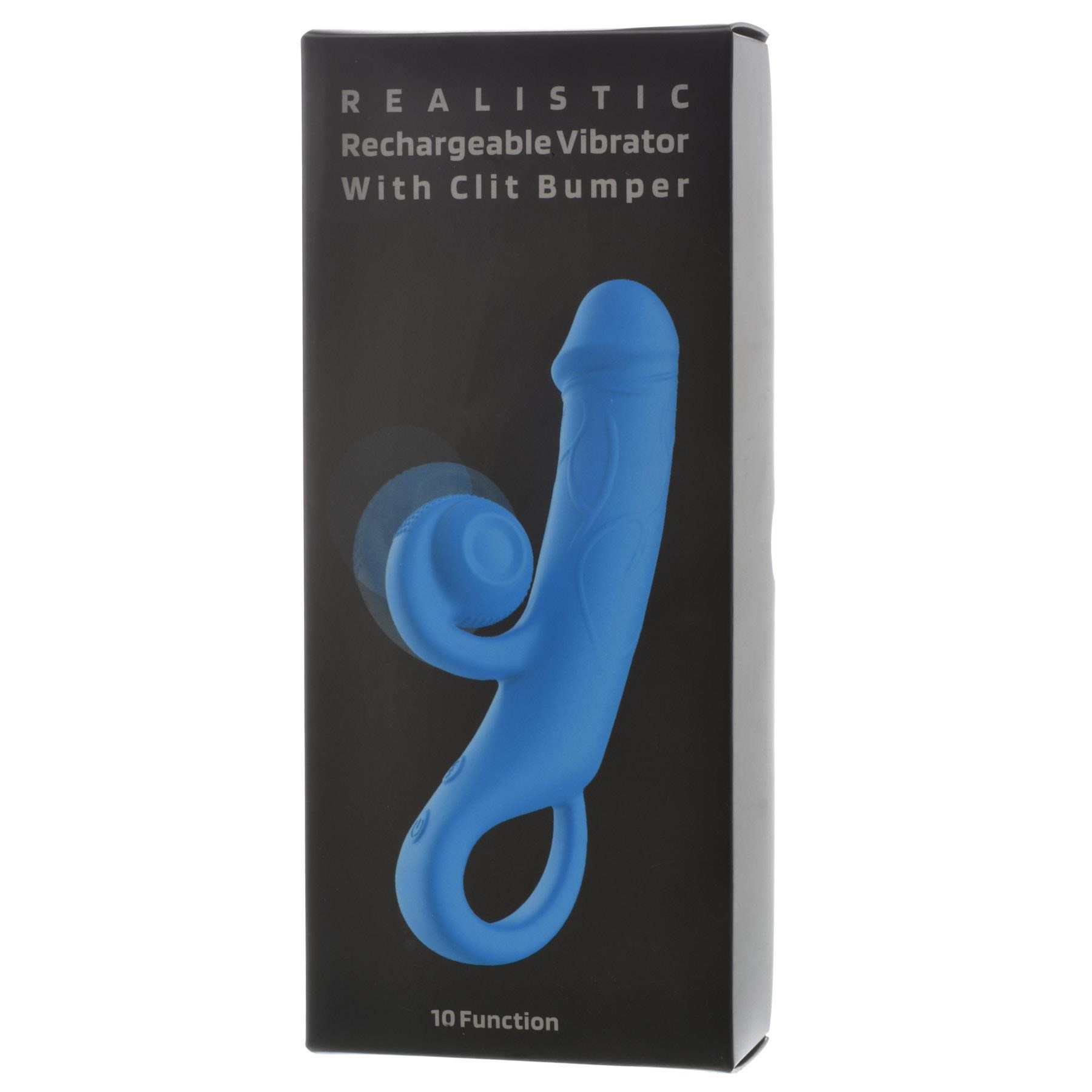 Realistic Rechargeable Vibrator with Clit Bumper- Packaging