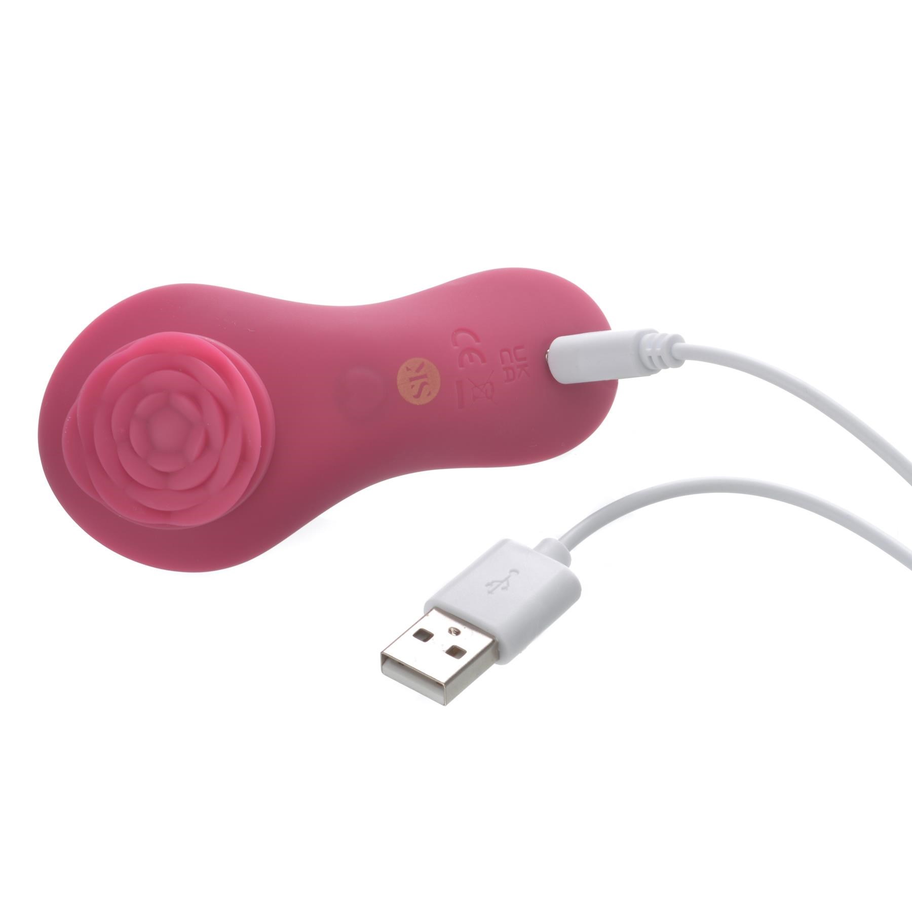 Rosegasm Rose Surprise Remote Control Panty Vibrator- Showing Where Charging Cable is Placed