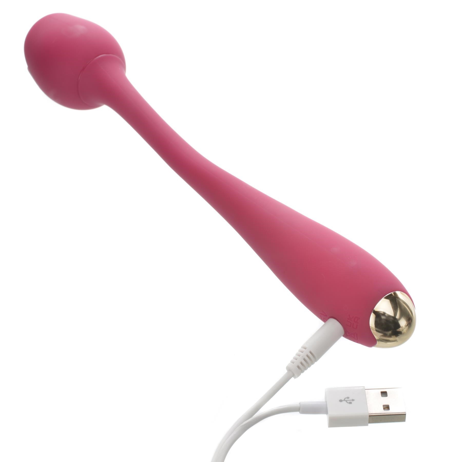 Rosegasm Long Stem Flexi G-Spot Vibrating Rose- Showing Where Charging Cable is Placed