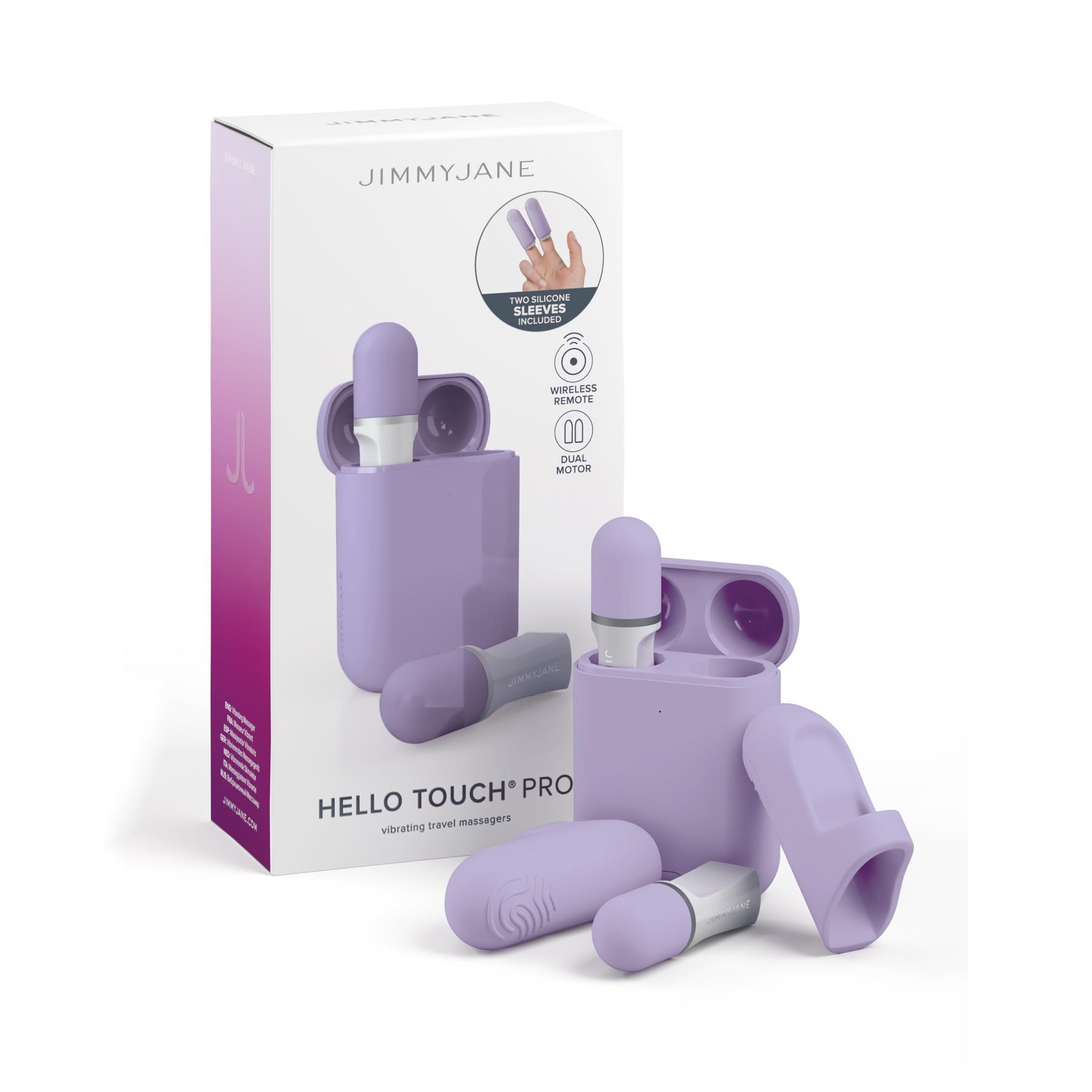 Jimmy Jane Hello Touch Pro Finger Vibrators - Product and Packaging
