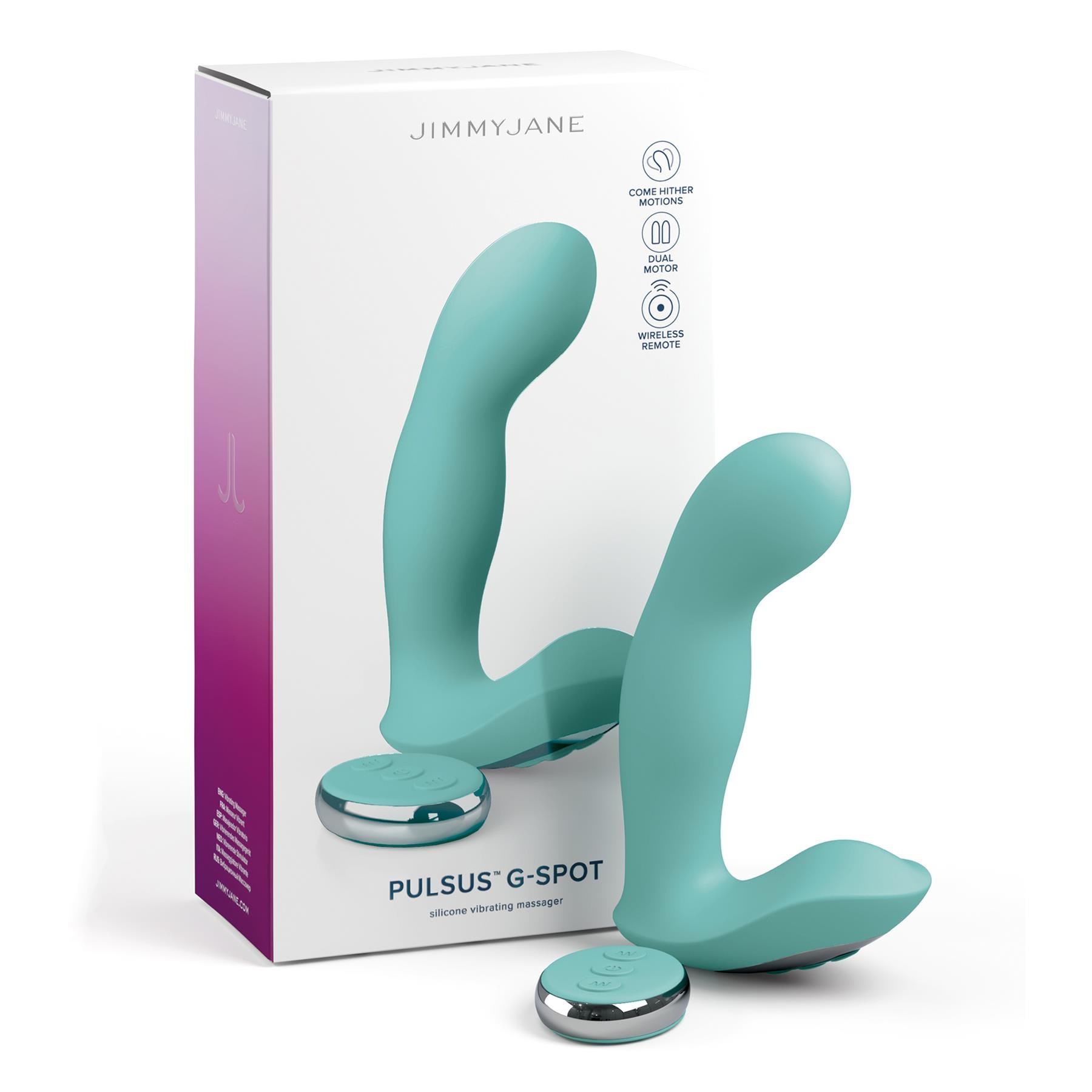 Jimmy Jane Pulsus G-Spot Vibrator With Remote Control - Product and Packaging