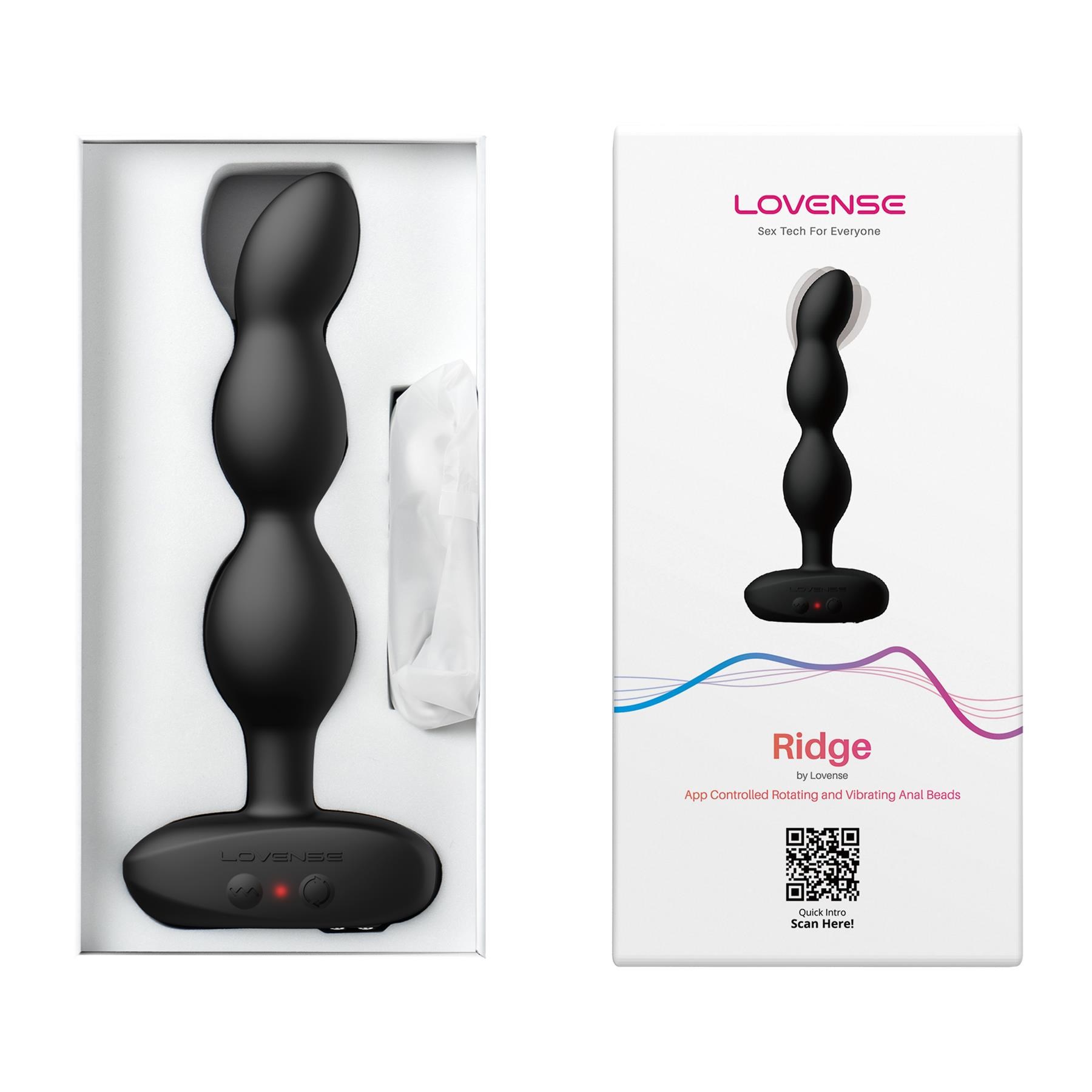 Lovense Ridge Bluetooth Rotating Anal Vibrator - Product and Packaging