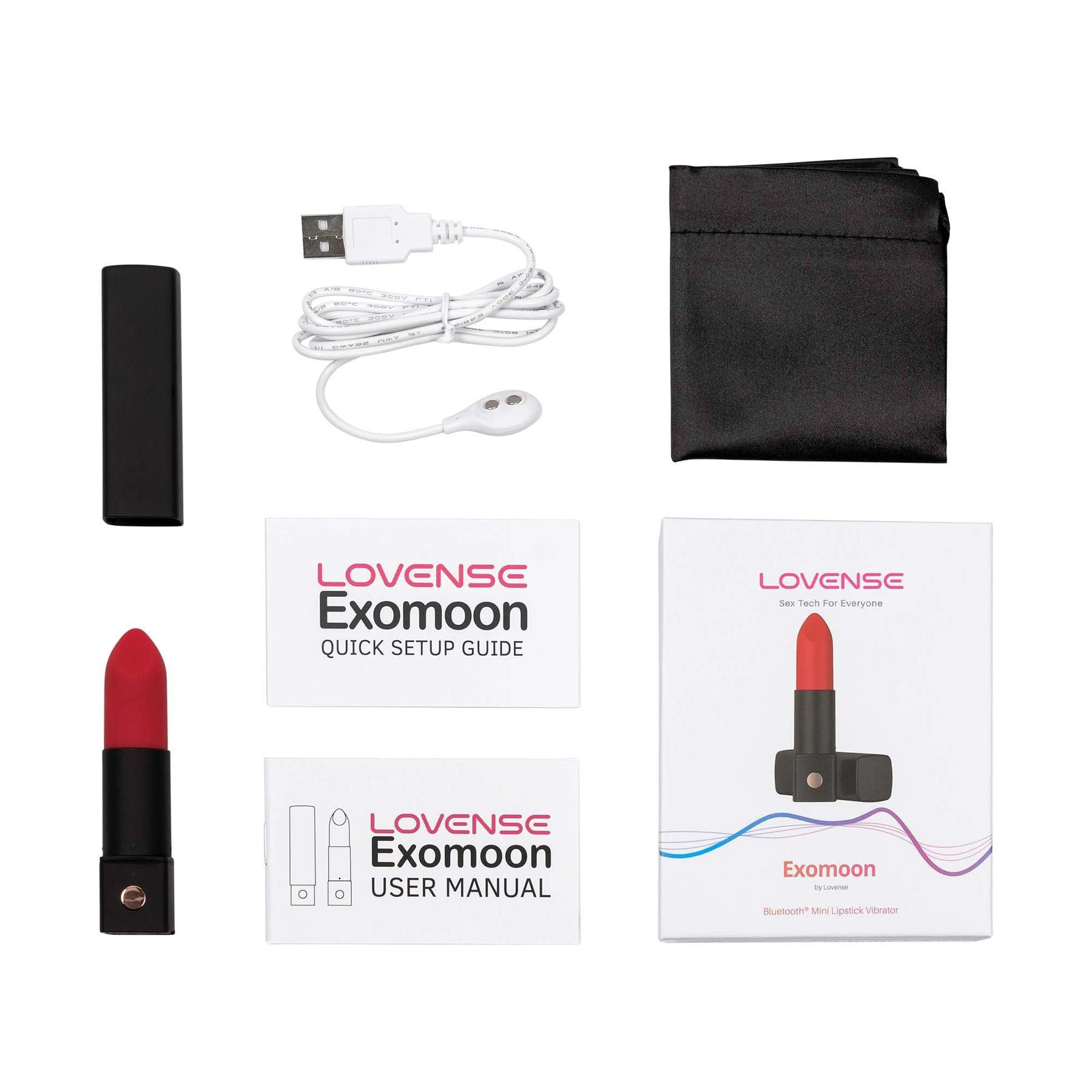Lovense Bluetooth Exomoon Lipstick Vibrator - All Components