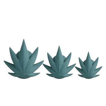 Doobies POT Leaf Anal Trainer lined up on table with leaf bottoms showing