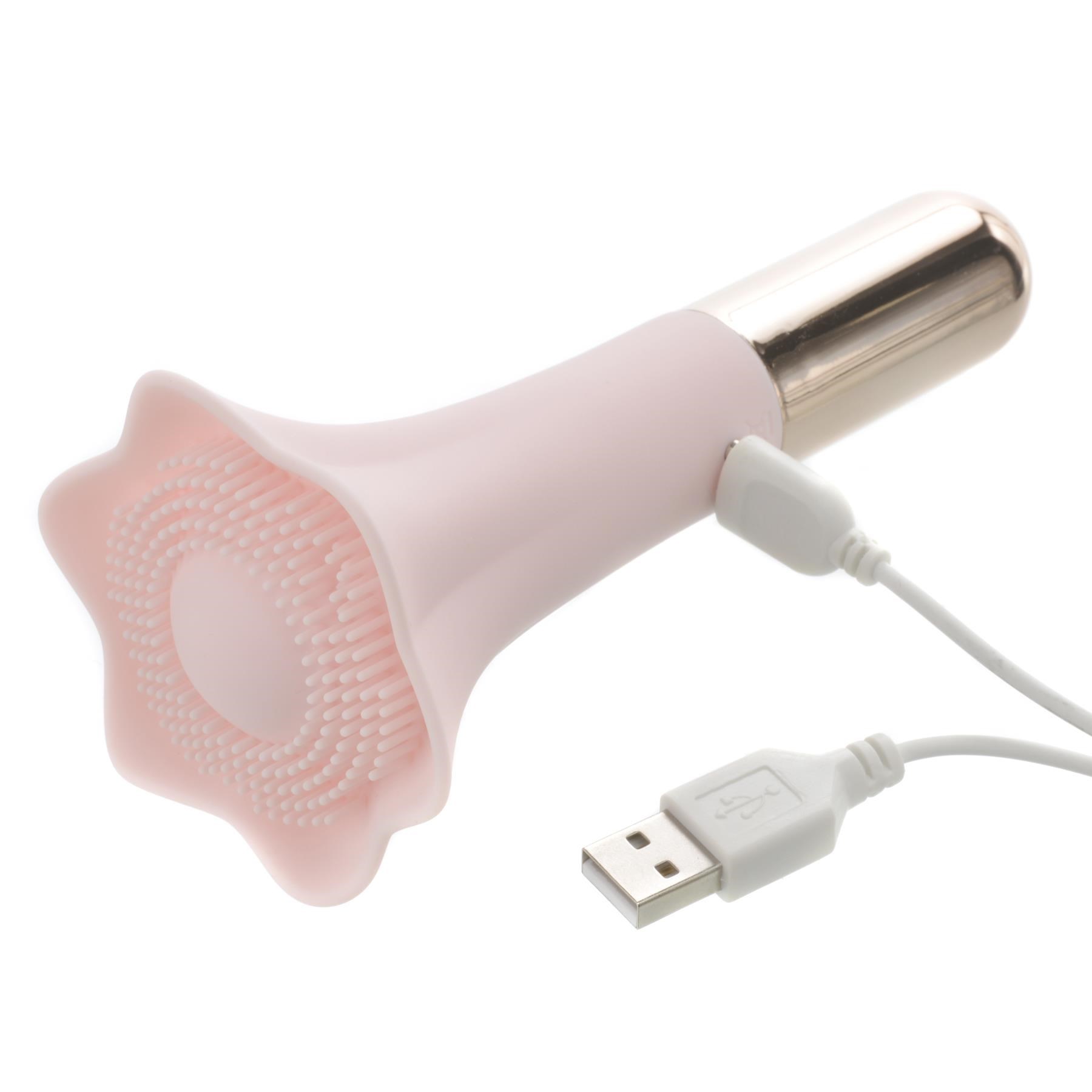 Goddess Pink Lily Massager - Showing Where Charging Cable is Placed