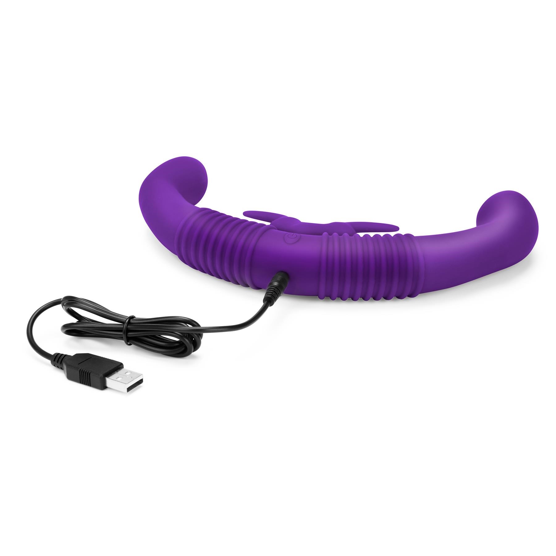 Together Toy Vibrating Double Dildo With Remote Control- Showing Where Charging Cable is Placed