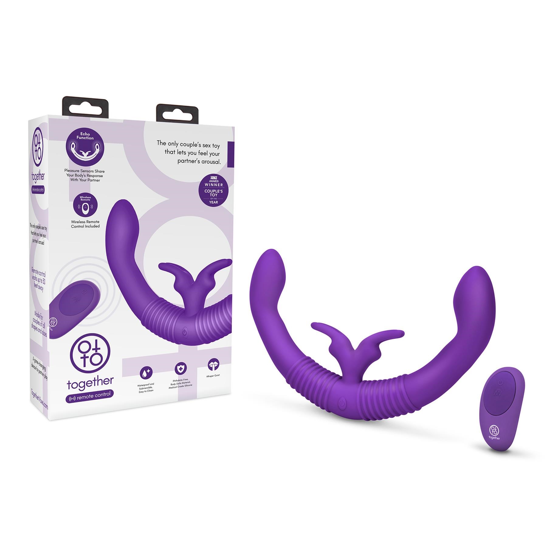 Together Toy Vibrating Double Dildo With Remote Control- Product and Packaging