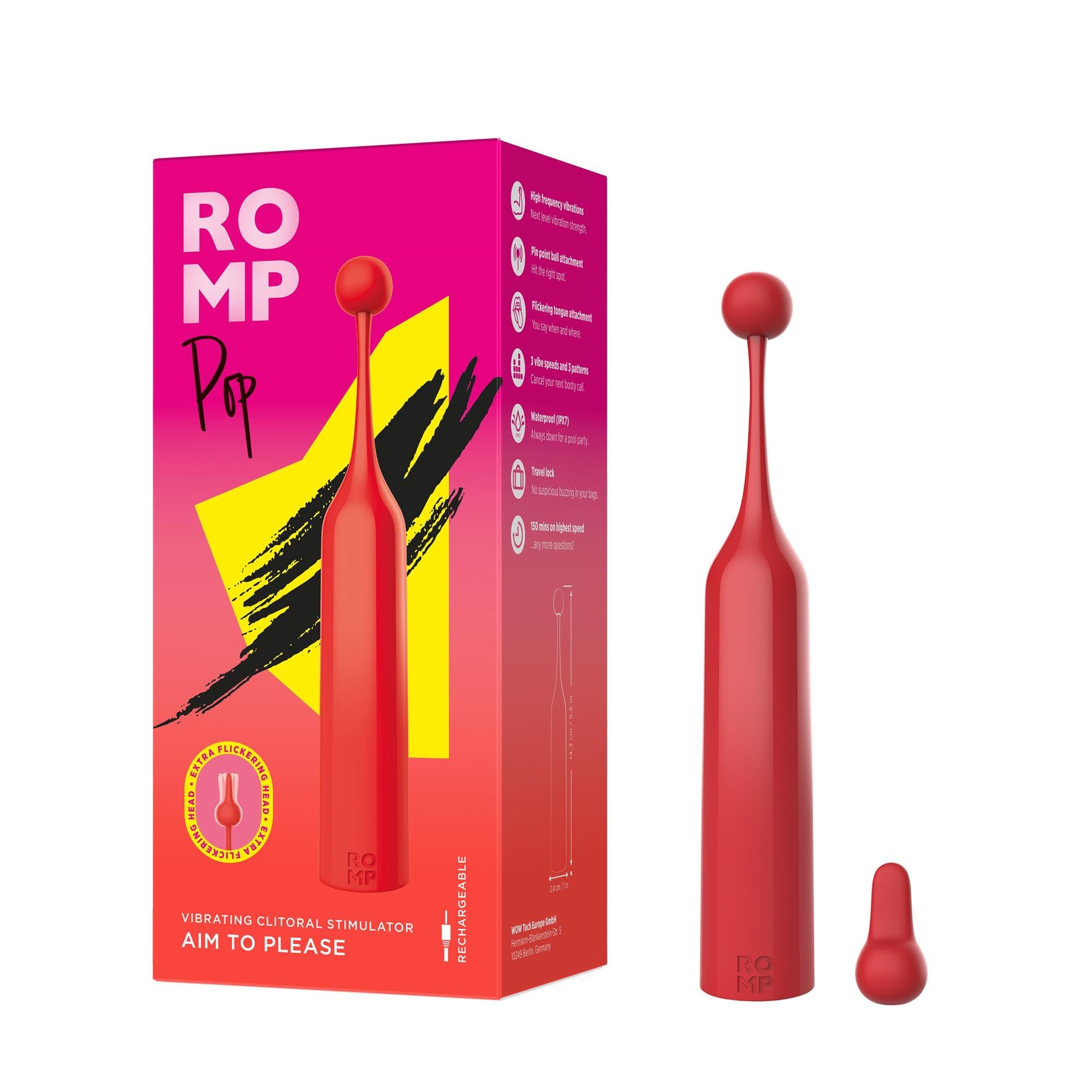 Romp Pop Clitoral Vibrator- Product and Packaging