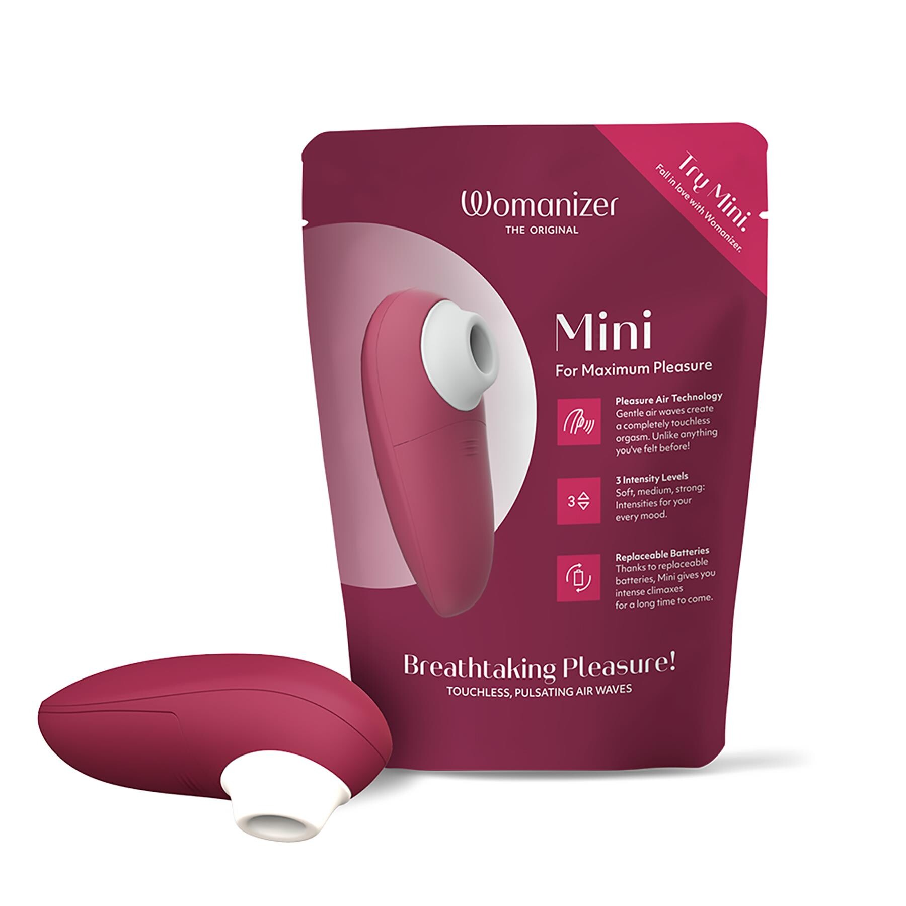 Womanizer Mini Clitoral Stimulator - Product and Packaging