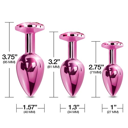 NIXIE Metal Butt Plug Trainer Set Metallic pink dimensions sheet