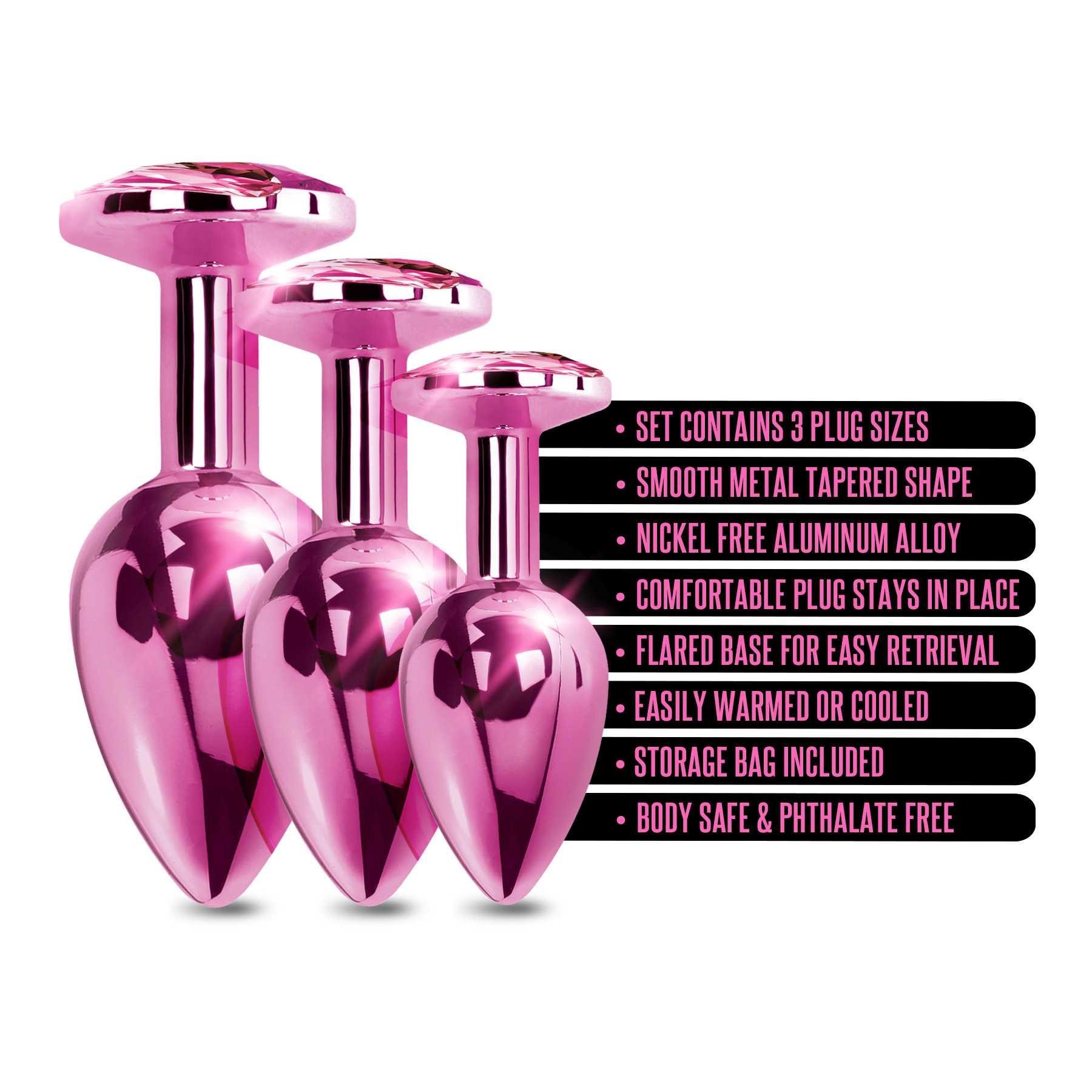 NIXIE Metal Butt Plug Trainer Set Metallic pink feature call outs sheet