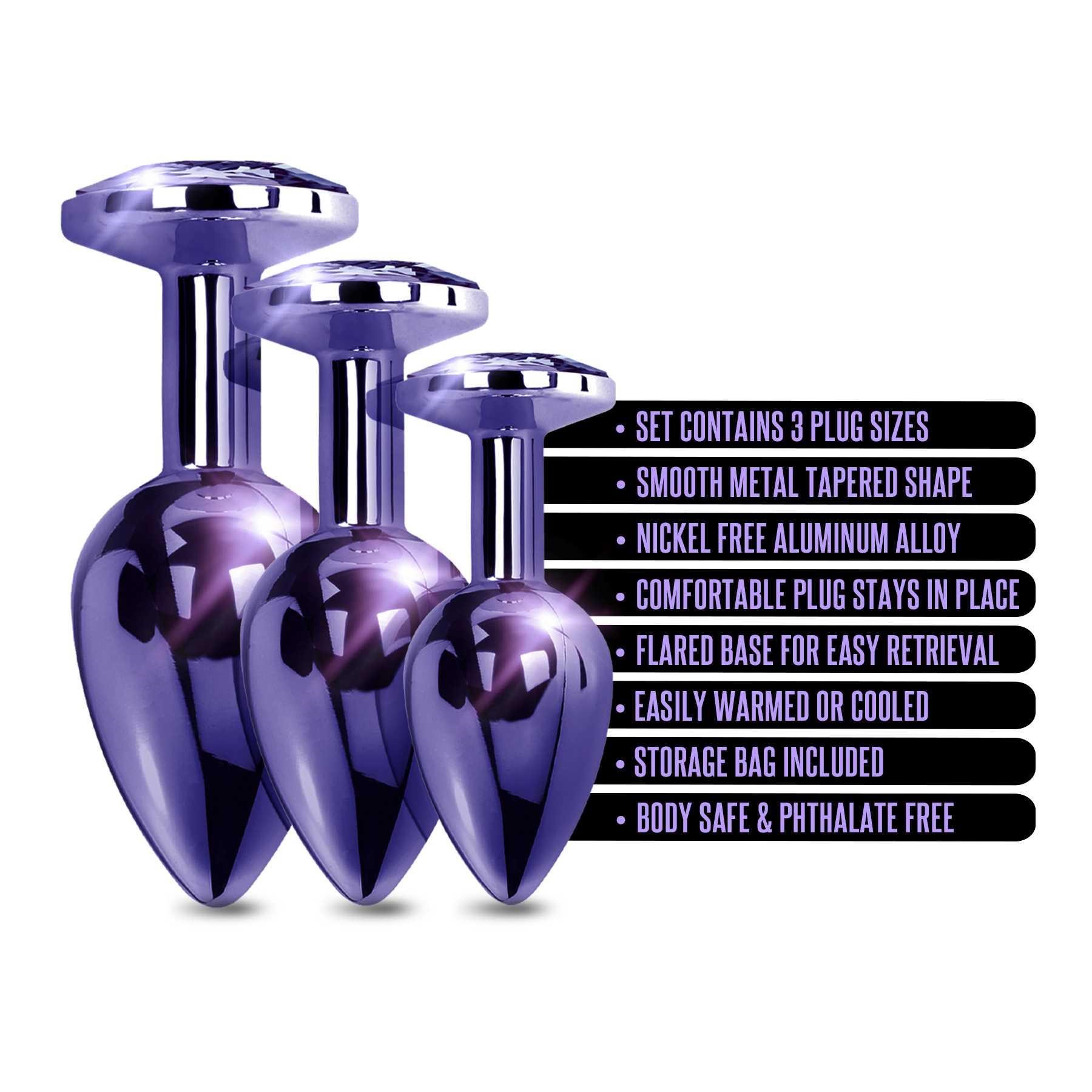 NIXIE Metal Butt Plug Trainer Set Metallic purple feature call outs sheet