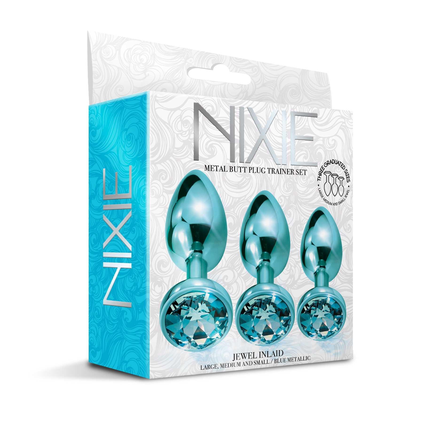 NIXIE Metal Butt Plug Trainer Set Metallic blue box