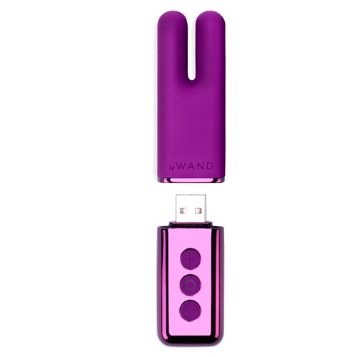 Le Wand Chrome Deux Twin Motor Vibrator - Top Off To Show USB Charger