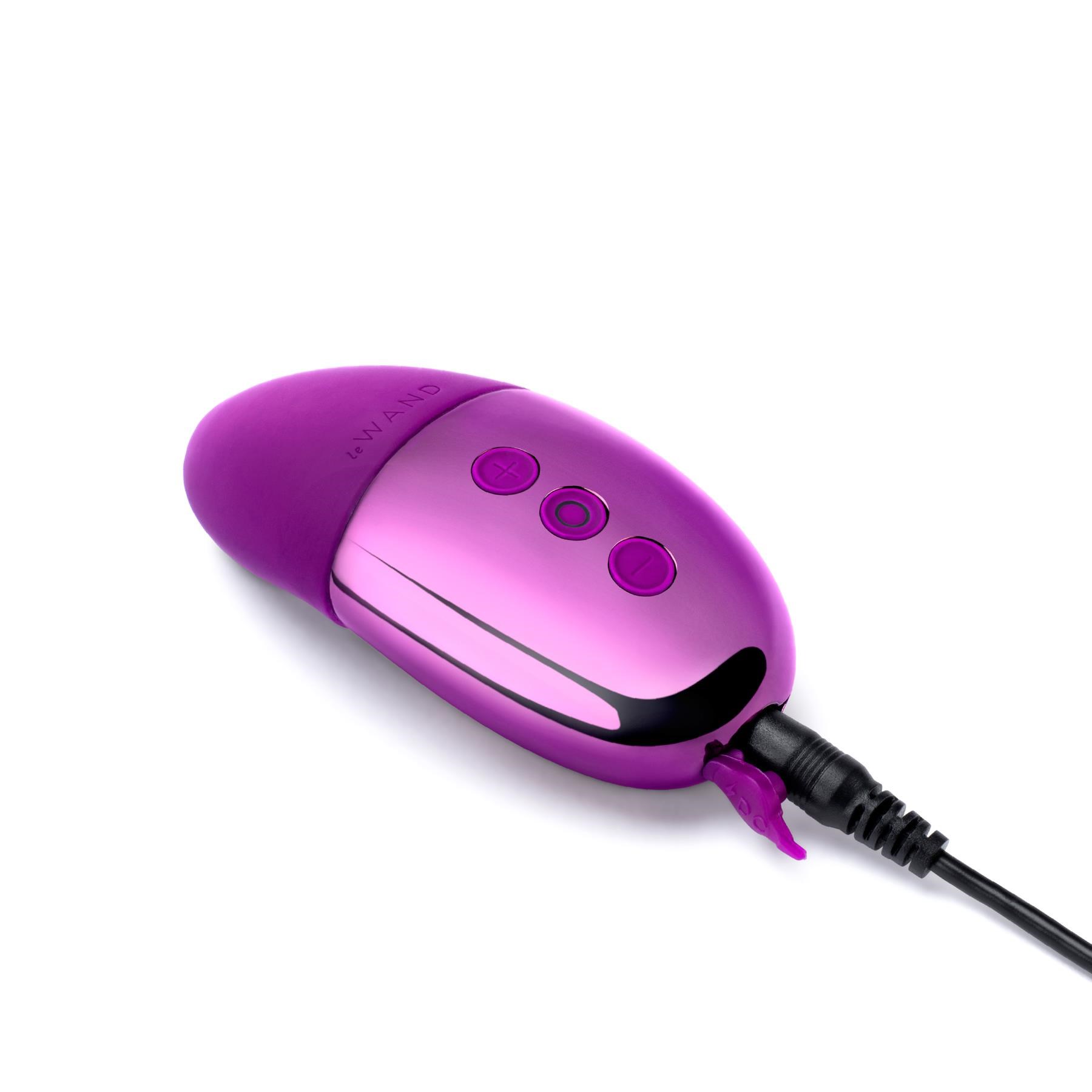 Le Wand Chrome Point Layon Vibrator- Showing Where Charging Cable is Placed