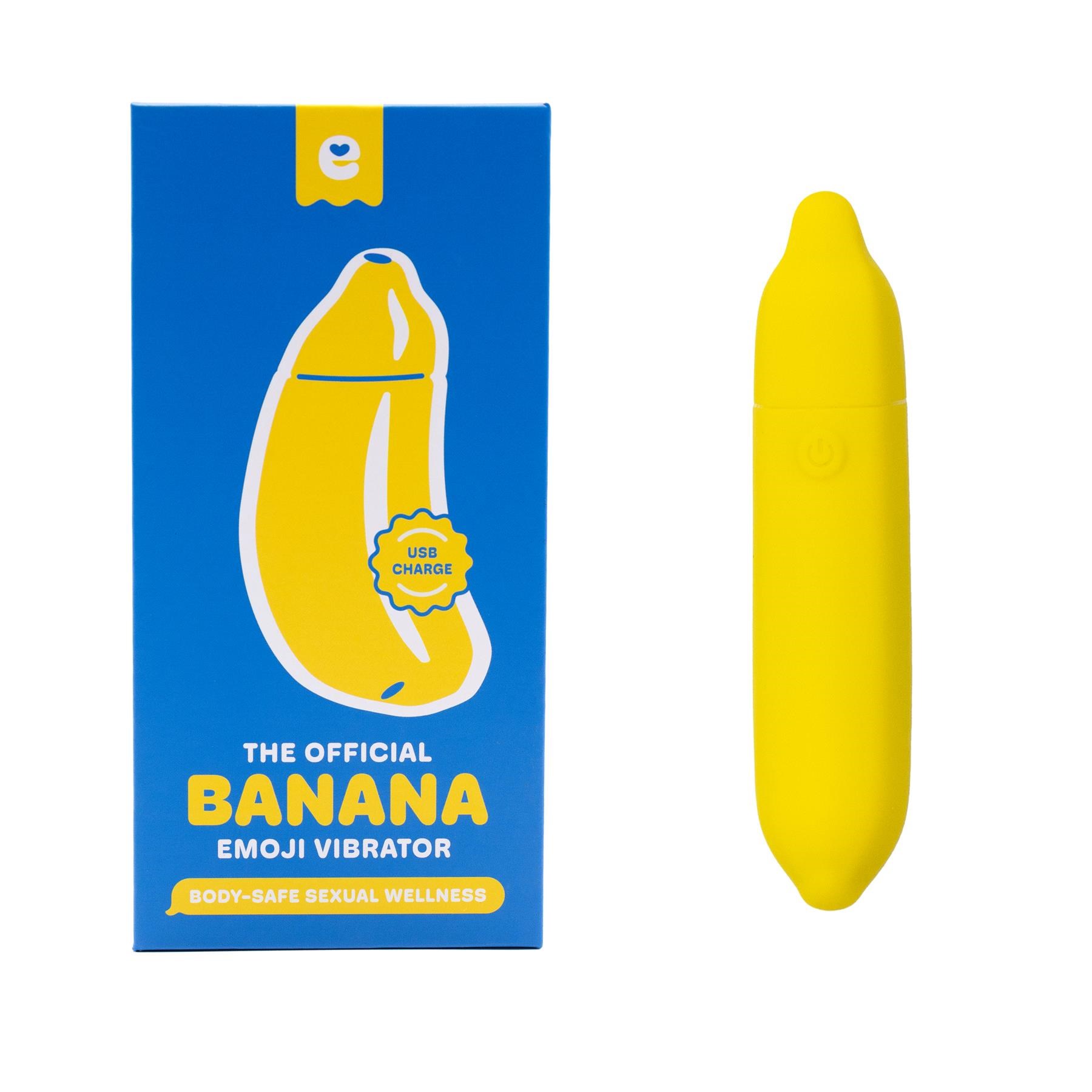 Emojibator Banana Emoji Vibrator - Product and Packaging