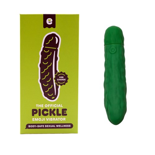 Emojibator Pickle Emoji Vibrator - Product and Packaging