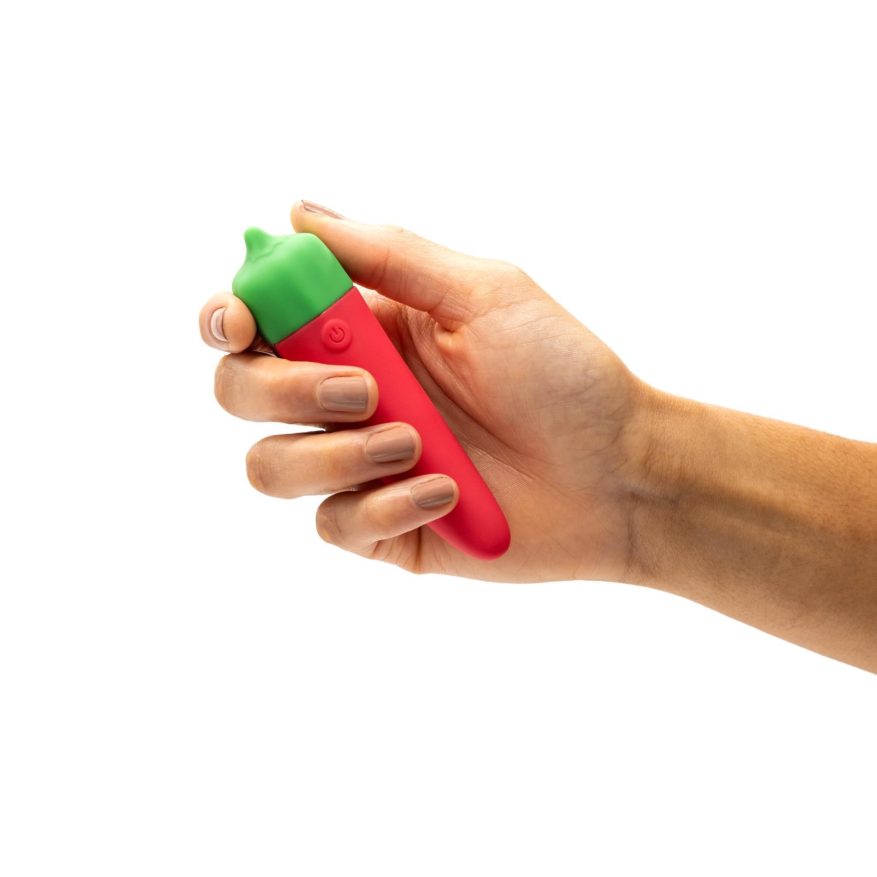 Emojibator Chili Pepper Emoji Vibrator - Hand Shot