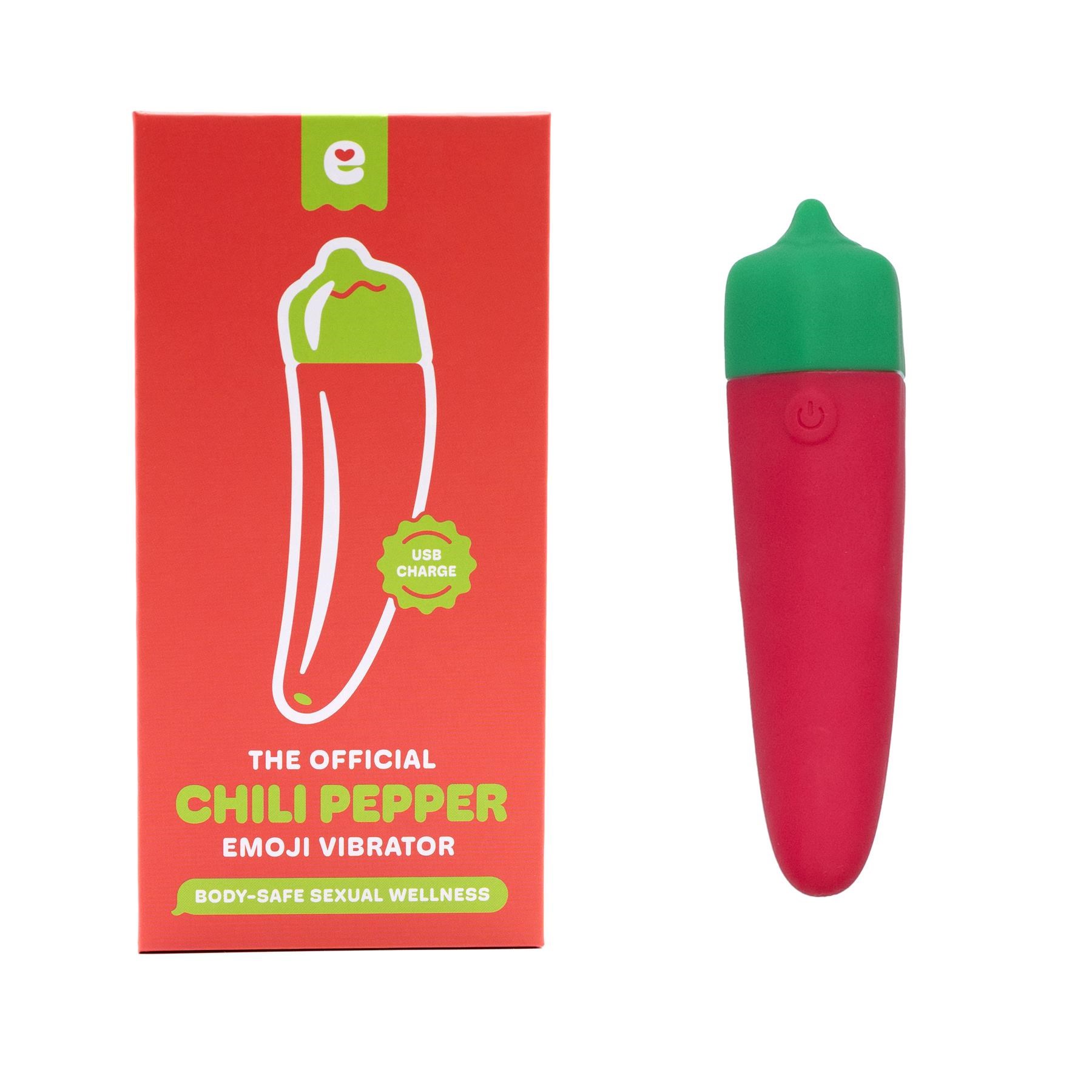Emojibator Chili Pepper Emoji Vibrator - Product and Packaging