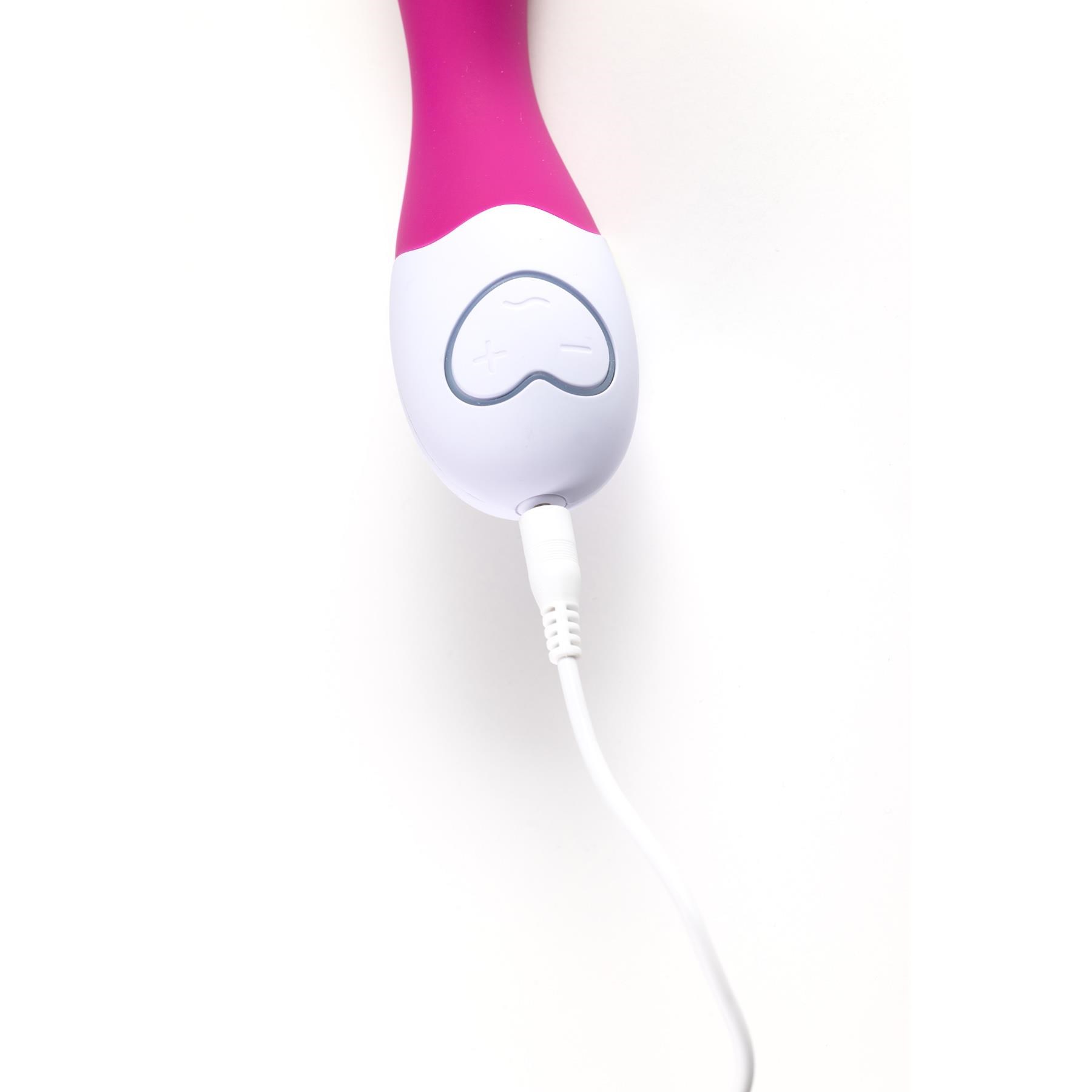 OhMiBod Lovelife Cuddle G-Spot Massager - Showing Where Charger Cable is Placed - Pink