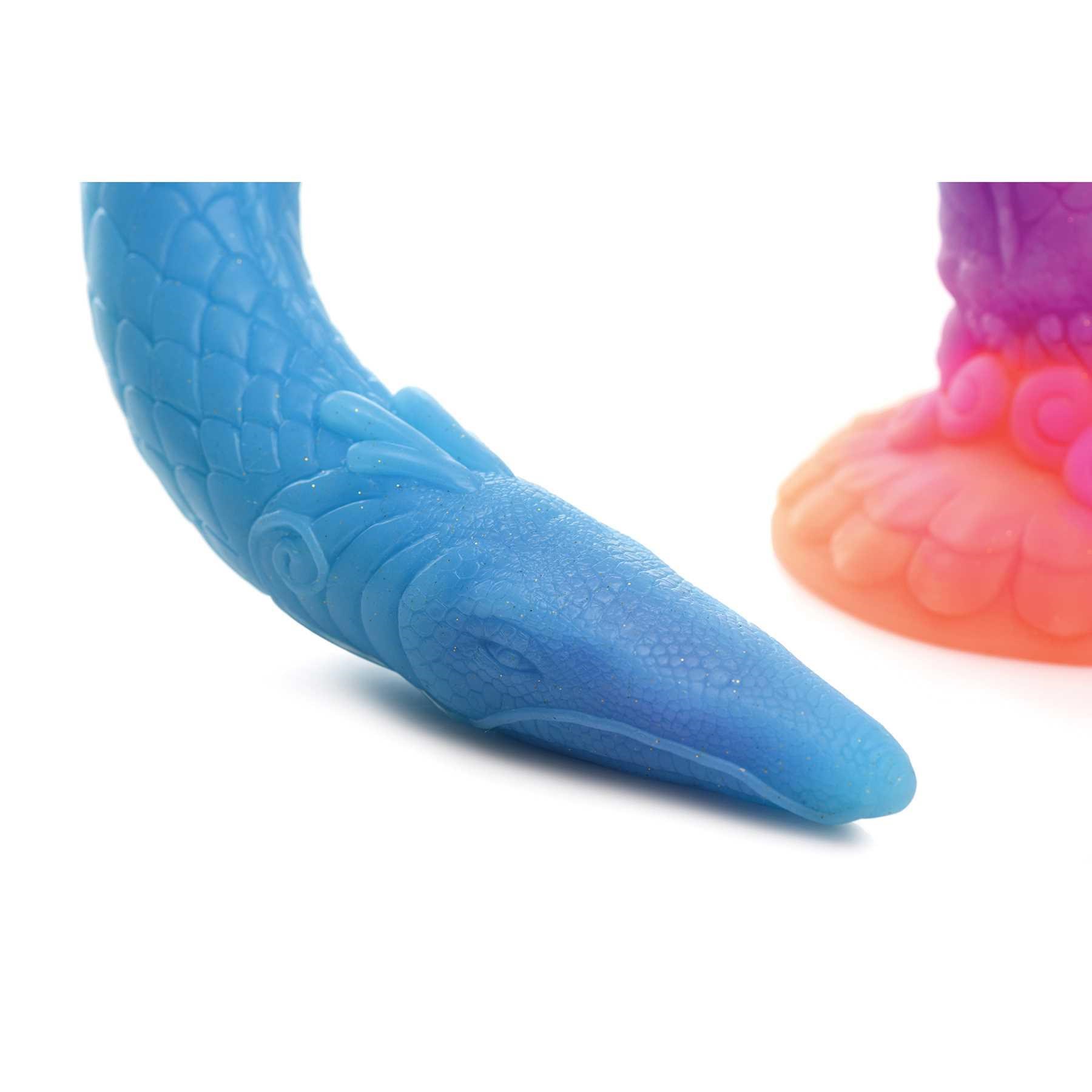 Mikara - Glow-in-the-Dark Silicone Snake Dildo close up of tip