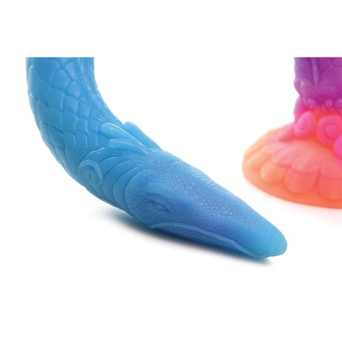 Mikara - Glow-in-the-Dark Silicone Snake Dildo close up of tip