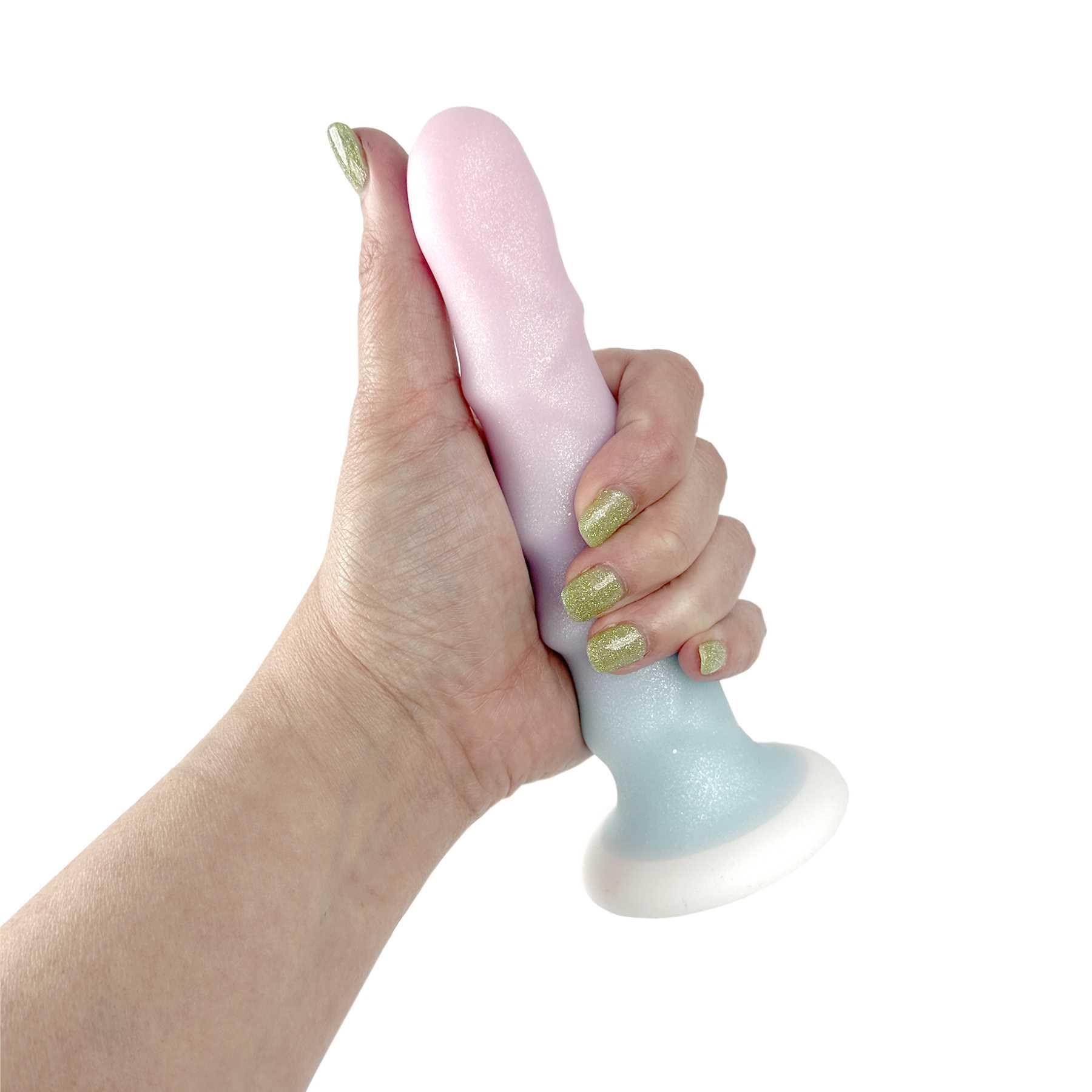 Cotton Candy Sweet Tooth 6.7 Silicone Dildo hand held