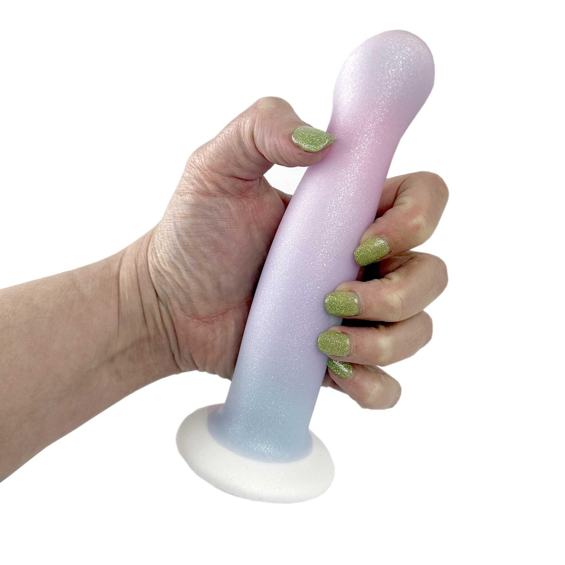 Cotton Candy Pixie Dix 6.5 Silicone Dildo hand held