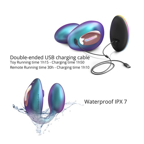 Wonderlover Dual Motor Clitoral & G-Spot Massager-Showing Where Charging Cable is Placed/Waterproof