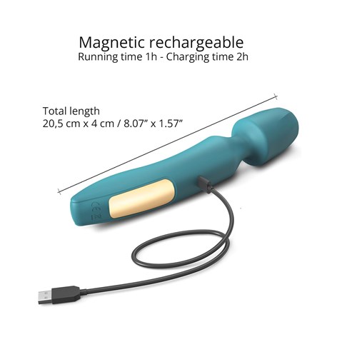R-Evolution Wand Massager With Attachments - Showing Where Charging Cable is Placed