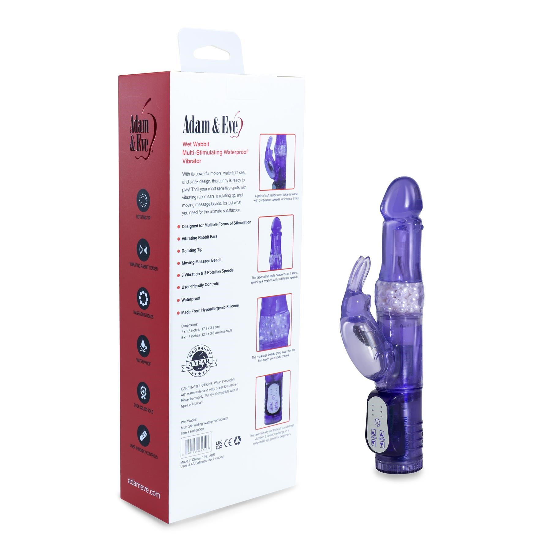 Wet Rabbit Vibrator - Product and Back of Packaging