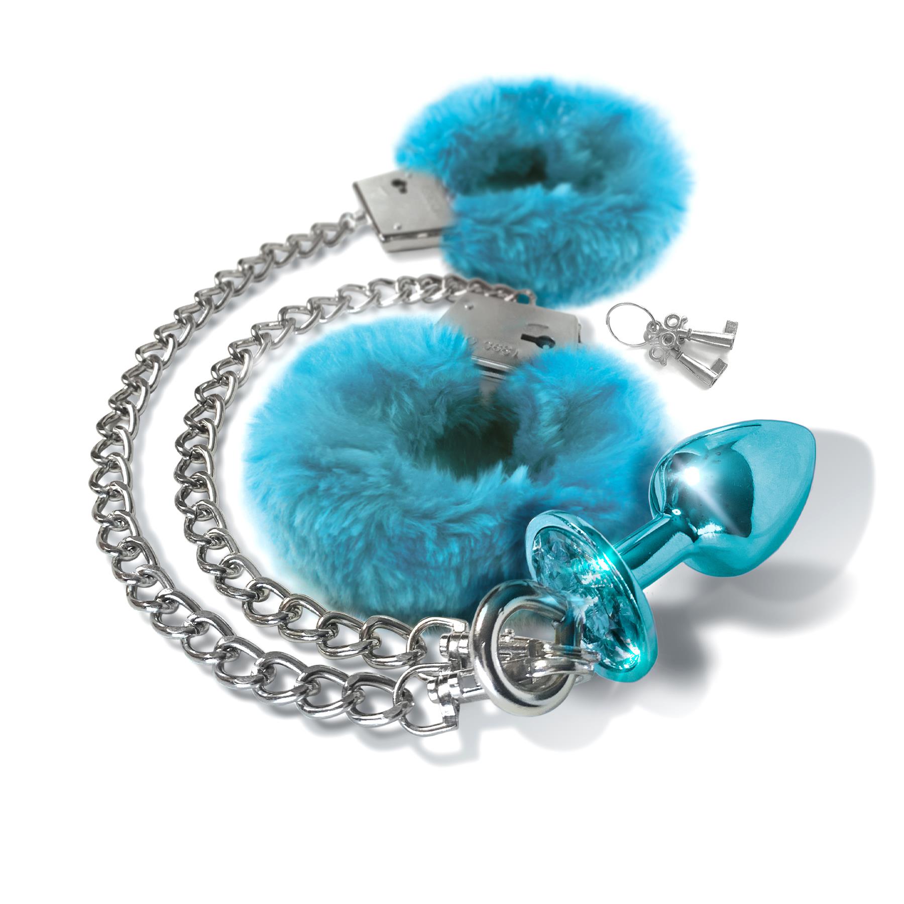 Nixie Metal Butt Plug and Fur Cuff Set - Bondage | Adam & Eve