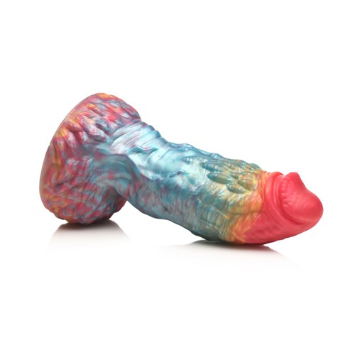 CreatureCocks Rainbow Phoenix Vibrating Dildo with Remote - Product Laying Down