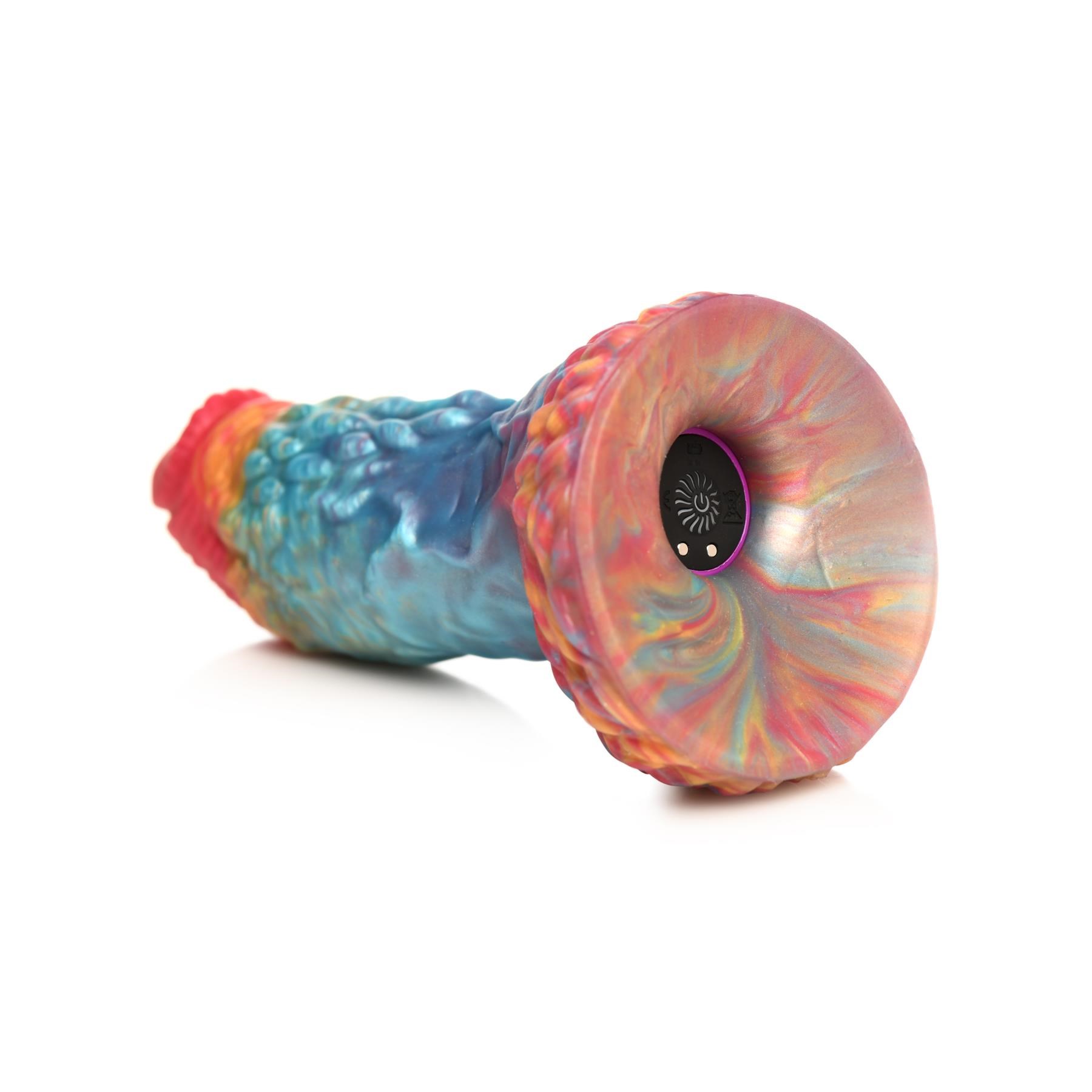 CreatureCocks Rainbow Phoenix Vibrating Dildo with Remote - Product Showing Suction Cup Base