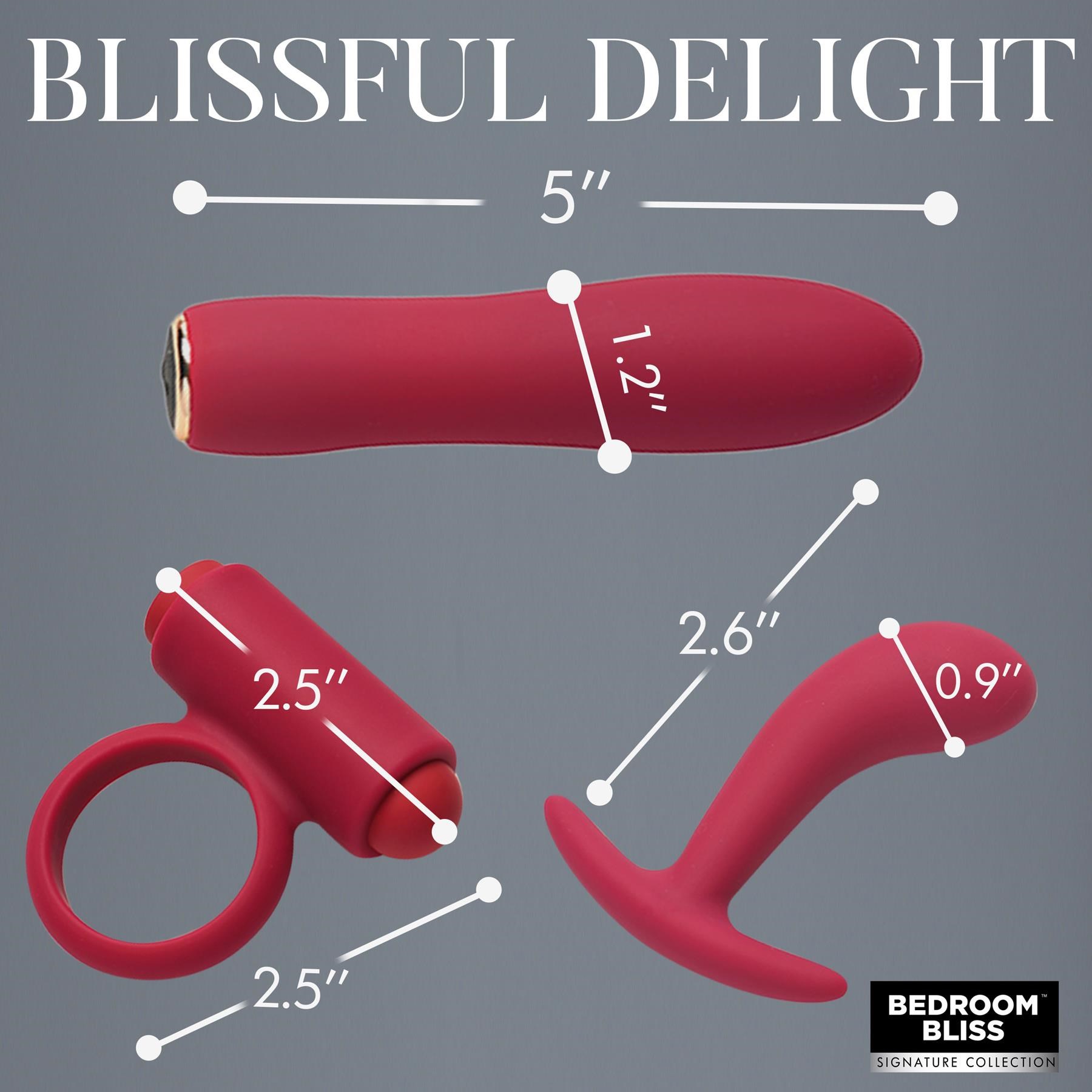 Bedroom Bliss Lover's Bondage Massage Set - Sex Toys - Dimensions
