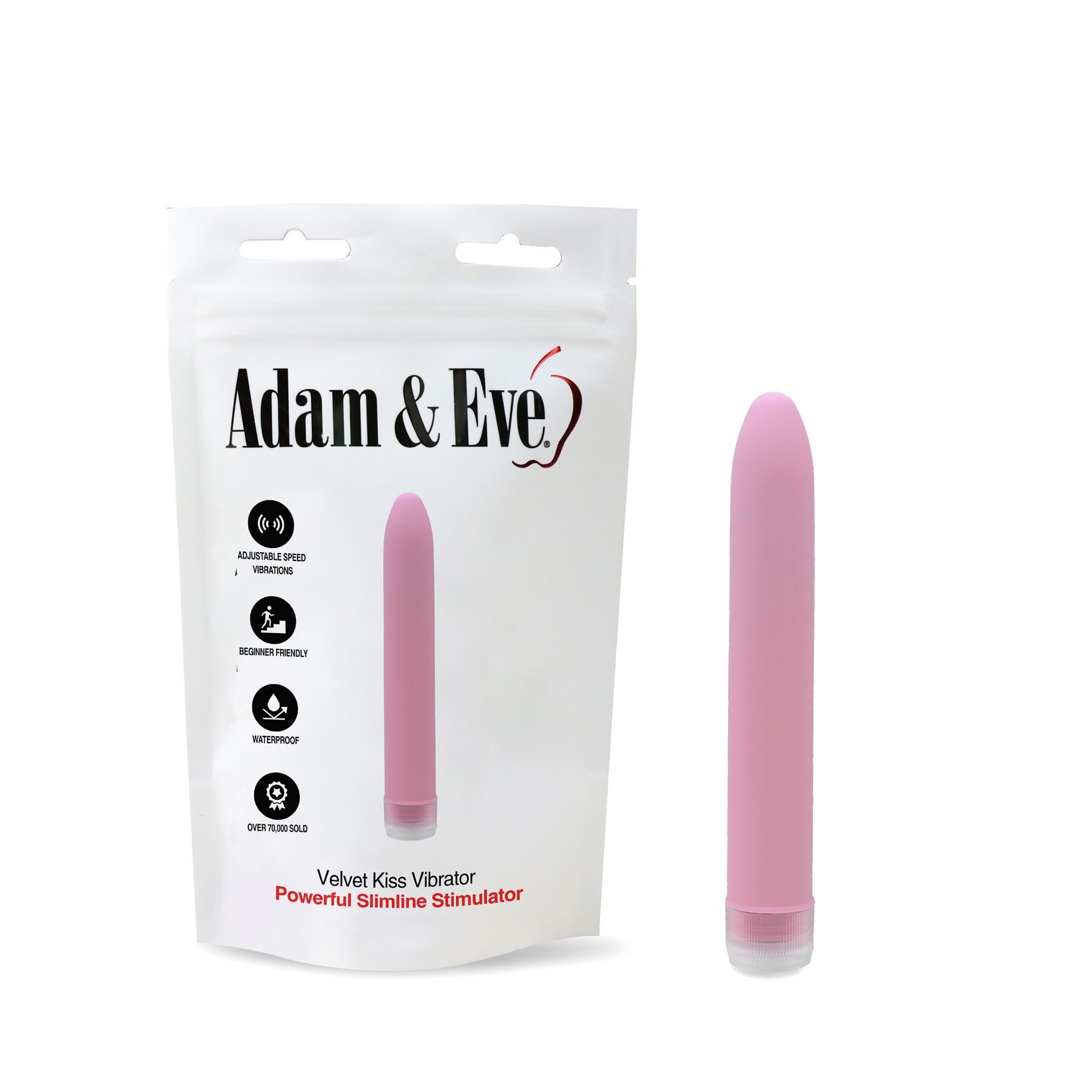Adam & Eve Velvet Kiss Vibrator - Product and Packaging Shot