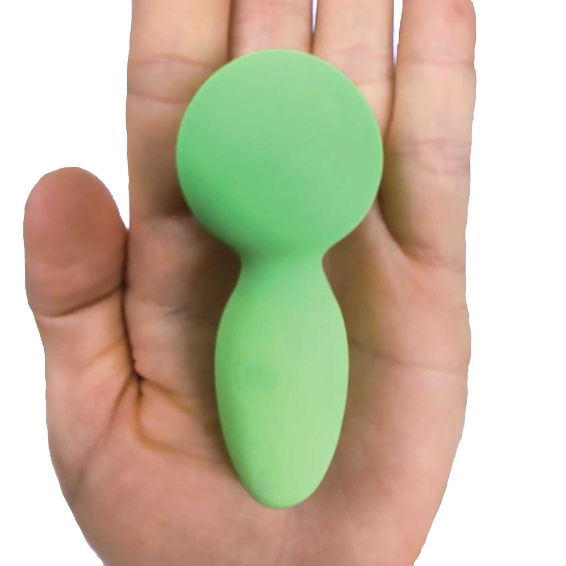 Adam and Eve Glow in the Dark Mini Wand Size Comparison in a Hand