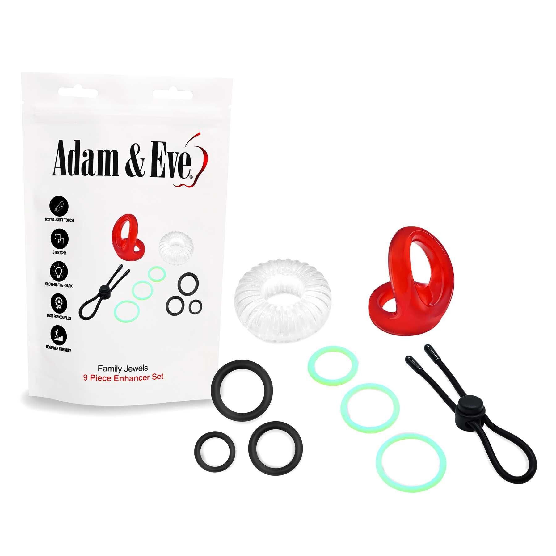 Adam & Eve Family Jewels 9 Pc Enhancer Set with front of package