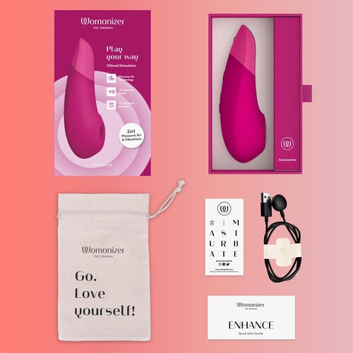 Womanizer Enhance Pleasure Air Clitoral Stimulator pink all pieces