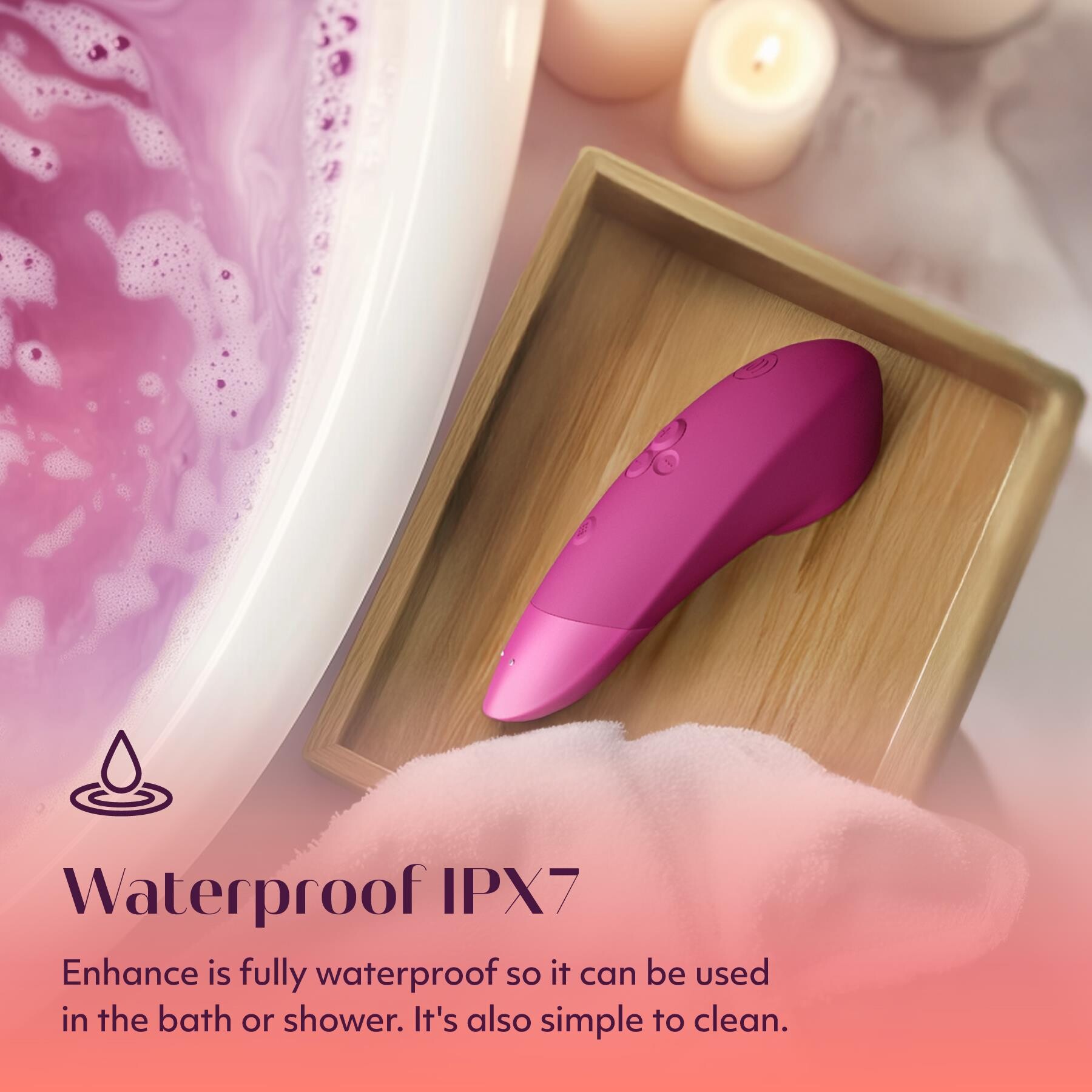 Womanizer Enhance Pleasure Air Clitoral Stimulator pink lifestyle view 2