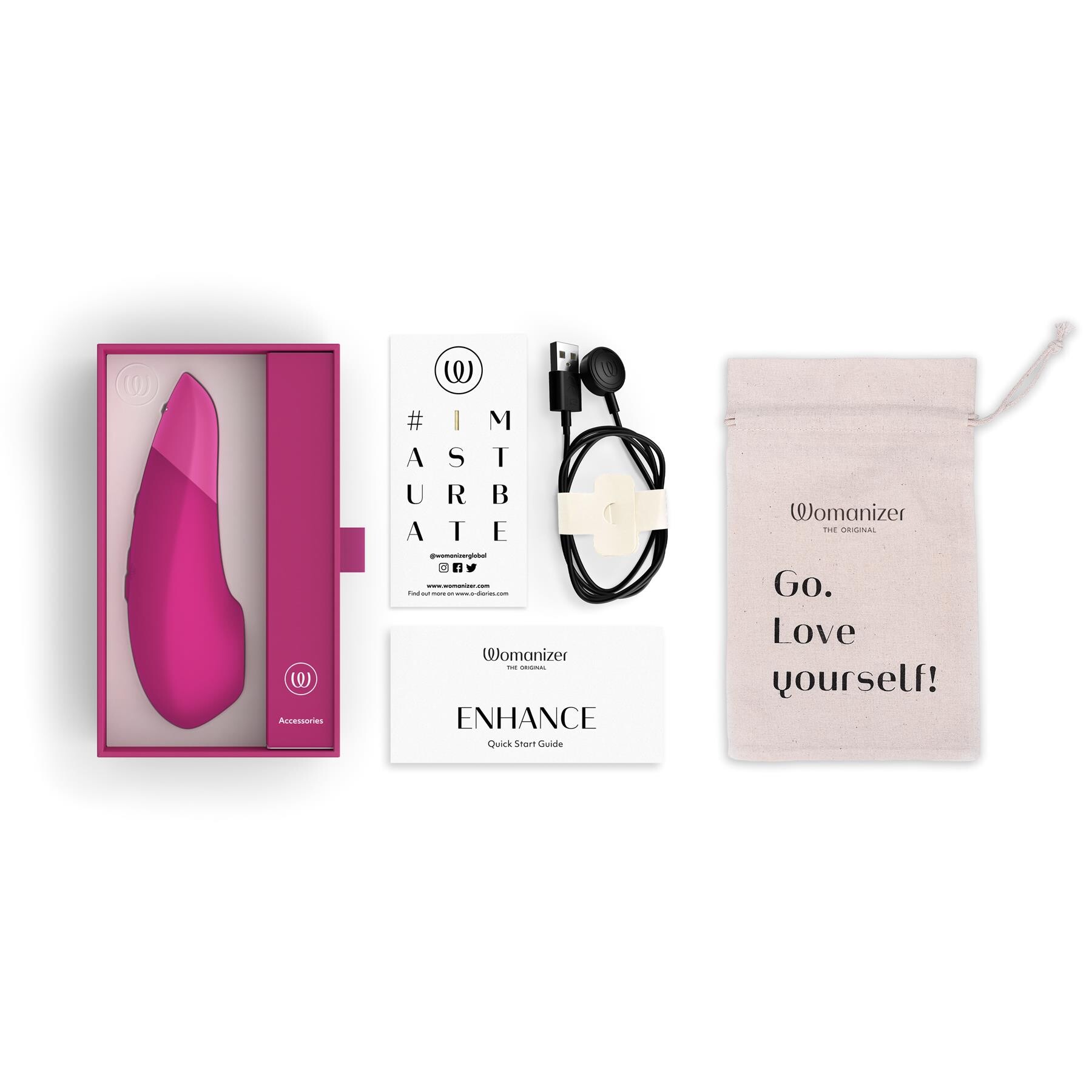 Womanizer Enhance Pleasure Air Clitoral Stimulator pink all pieces 2