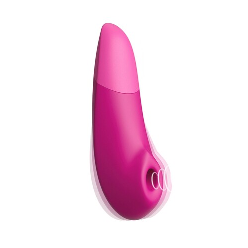 Womanizer Enhance Pleasure Air Clitoral Stimulator pink full view showing suction/motion -Pink Color
