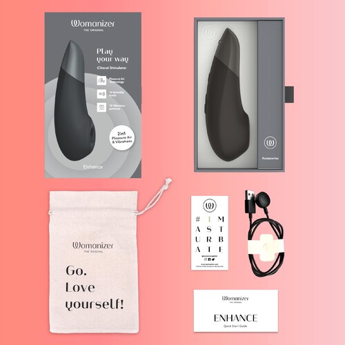 Womanizer Enhance Pleasure Air Clitoral Stimulator black all pieces