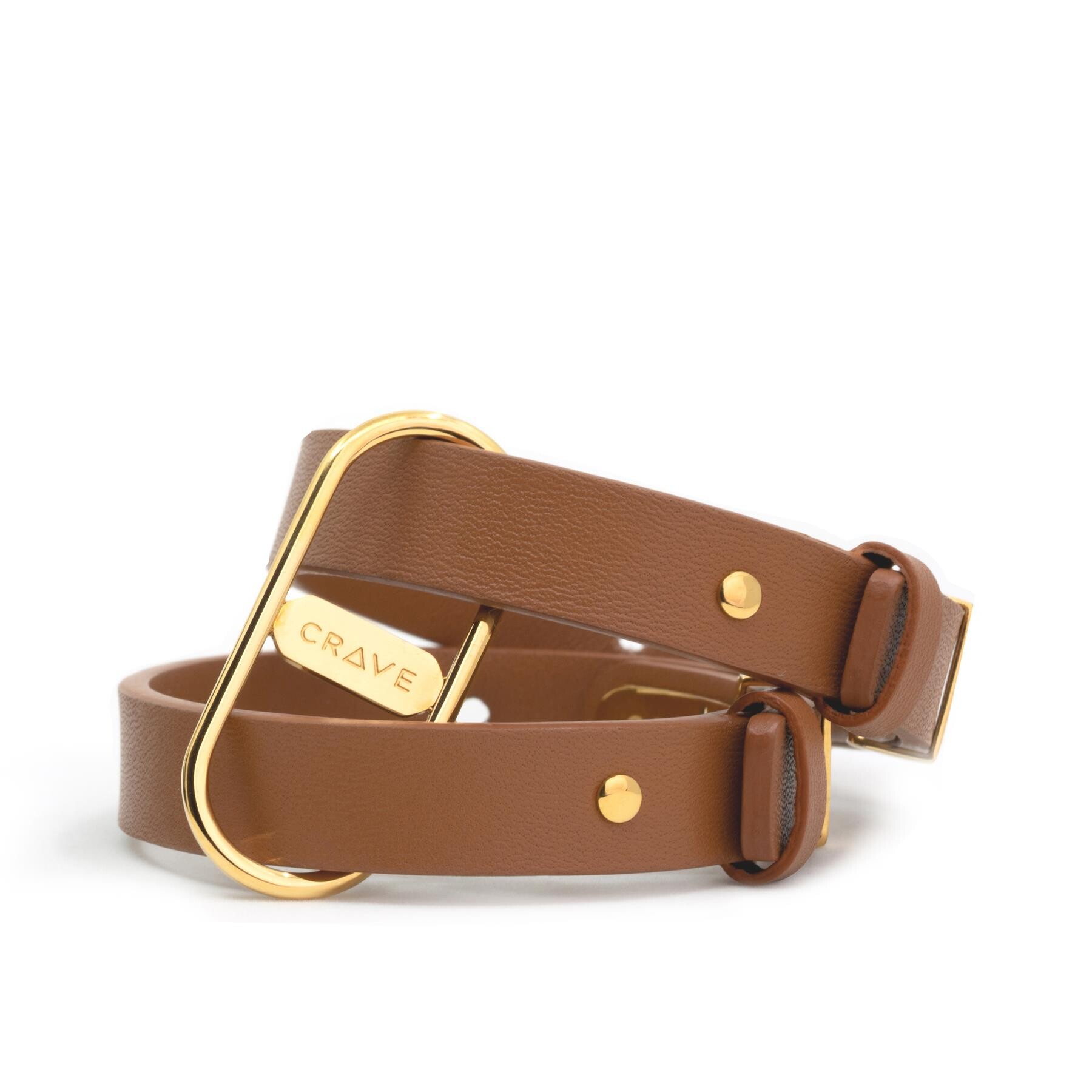 Crave Icon Leather Cuffs tan shot 2