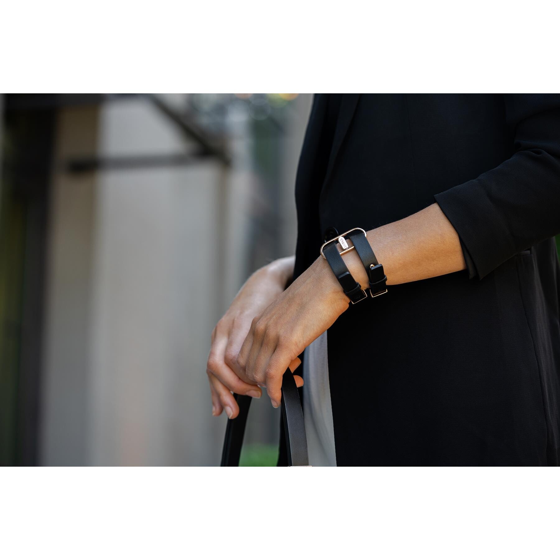 Crave Icon Leather Cuffs black on wrist